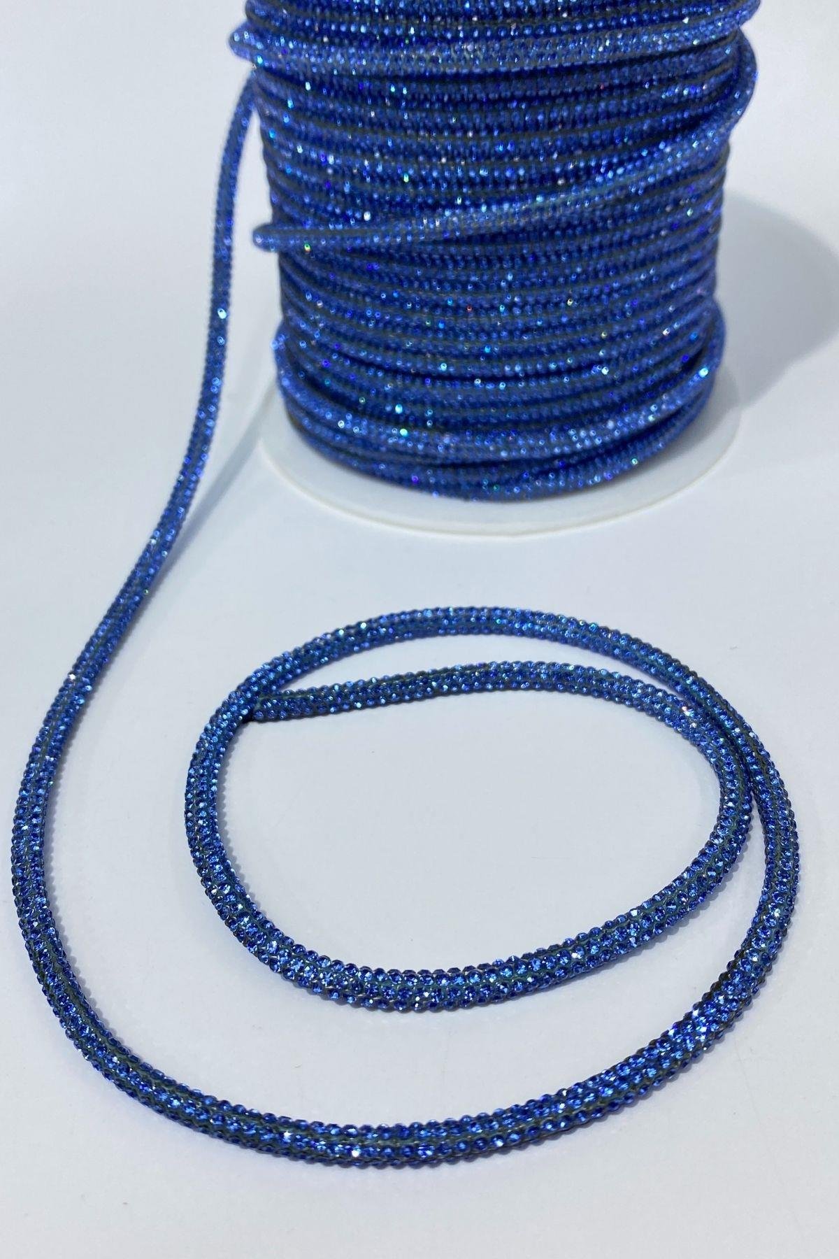 Bebe Mavi Full Sık Taşlı Boru Şerit Kordon