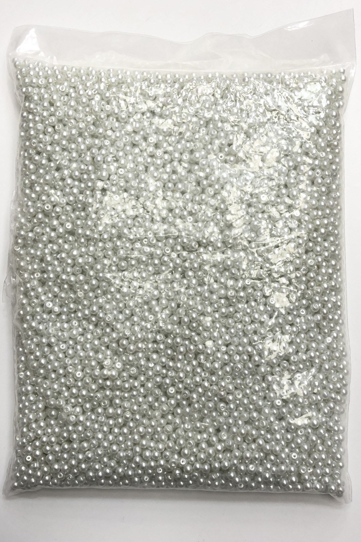 Beyaz İnci Cam Boncuk 4 mm