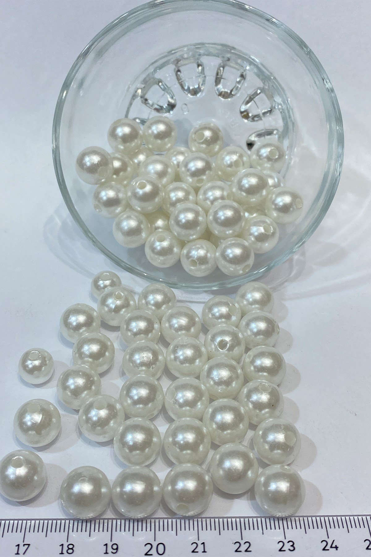 Beyaz Plastik inci Boncuk 14 mm 50 gr