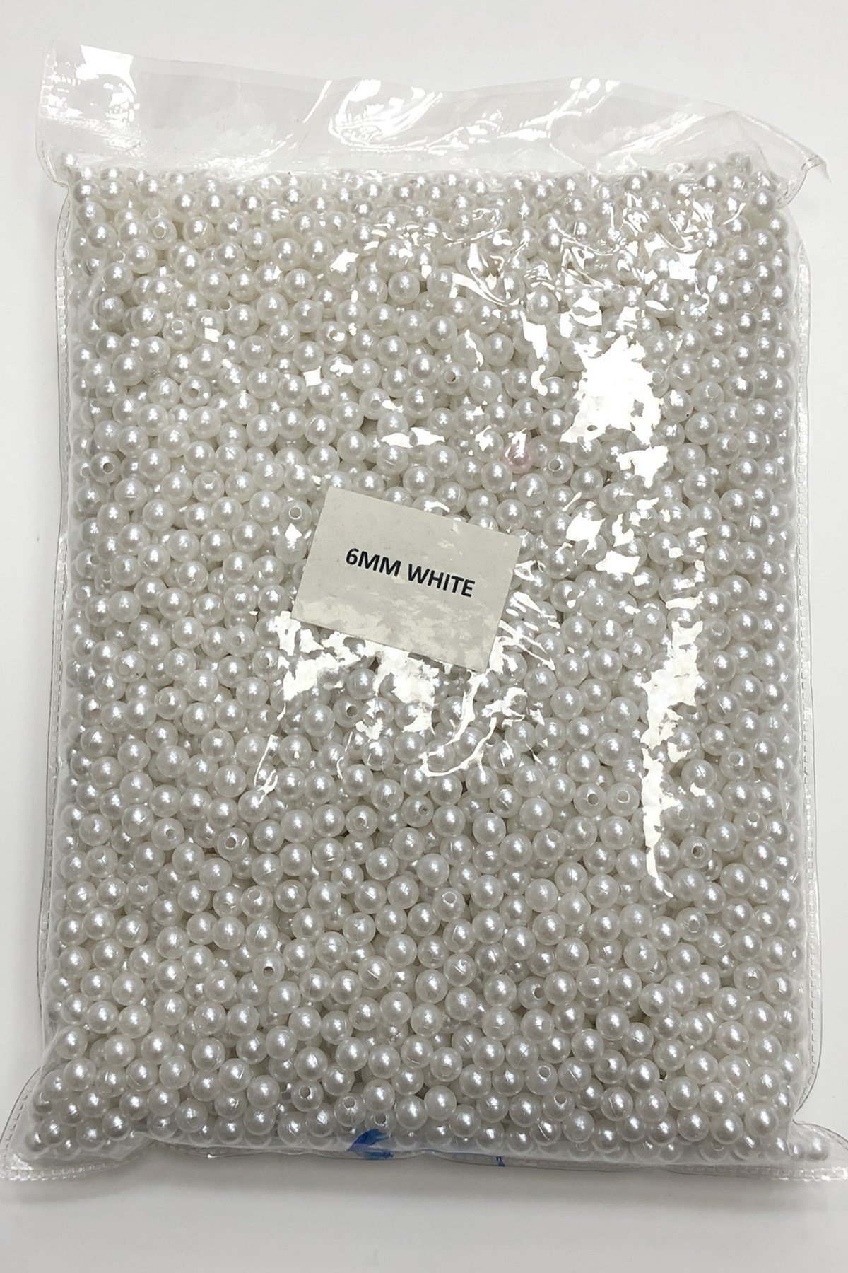 Beyaz Plastik İnci Boncuk 6 mm