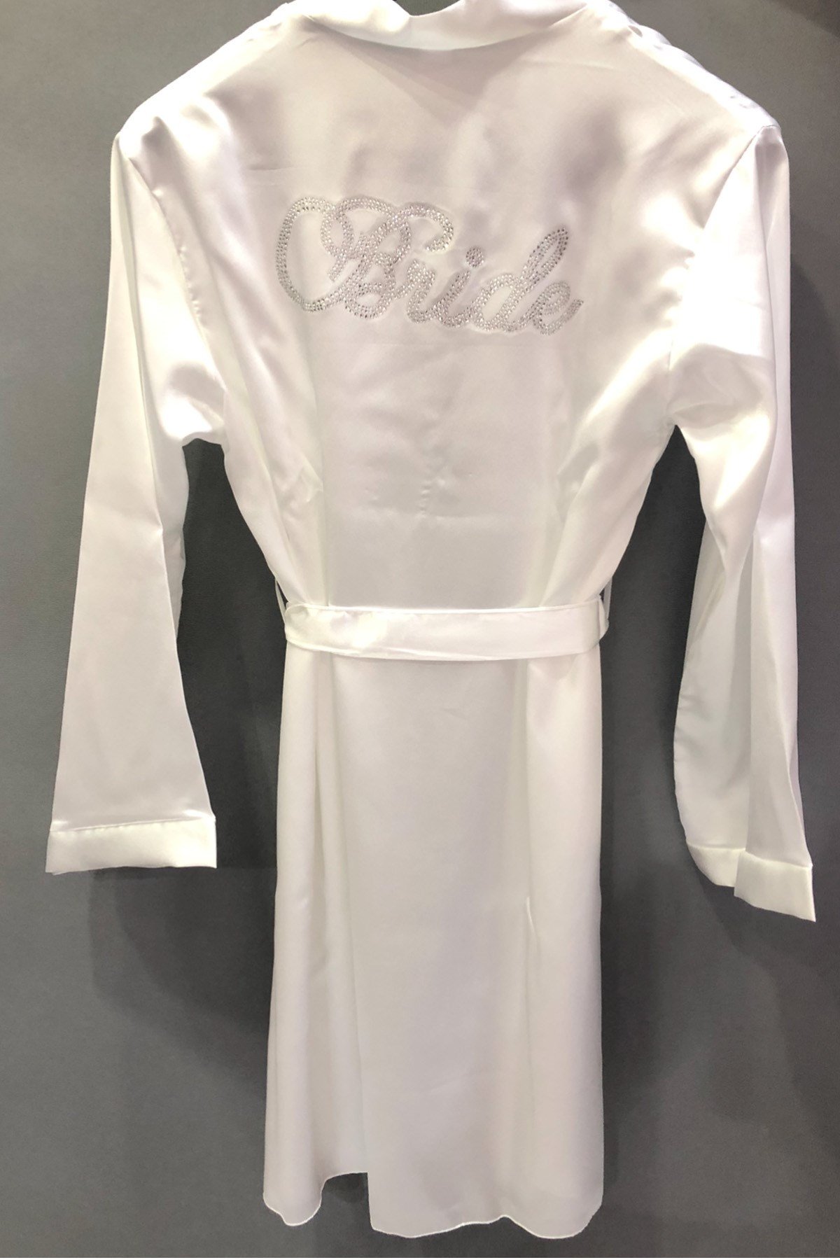 Beyaz Saten Bride Taşlı Sabahlık