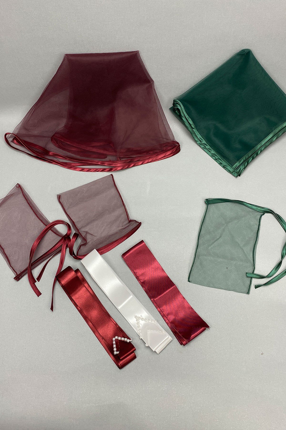 Biyeli Gelin Duvağı Damat Örtüsü ve Takı Seti