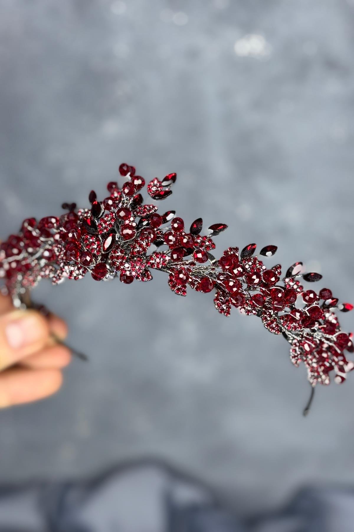 Boncuk İşlemeli Duru Gelin Kına Tacı