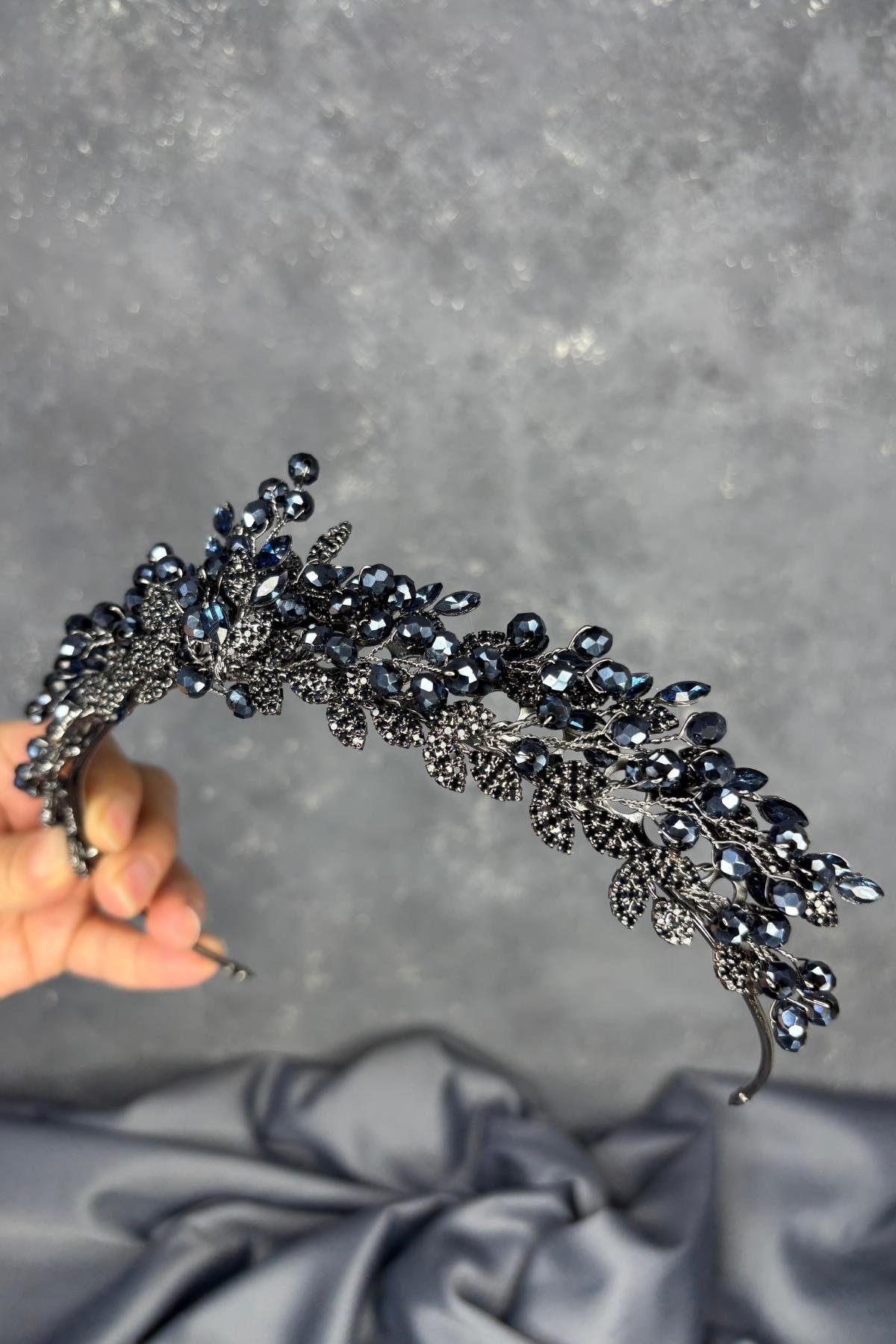 Boncuk İşlemeli Duru Gelin Kına Tacı