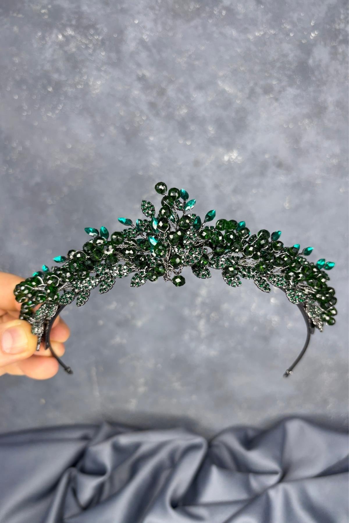 Boncuk İşlemeli Duru Gelin Kına Tacı