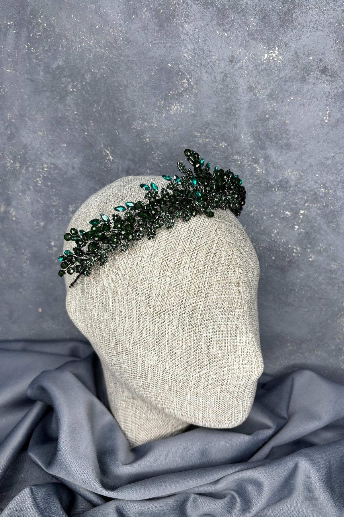 Boncuk İşlemeli Duru Gelin Kına Tacı