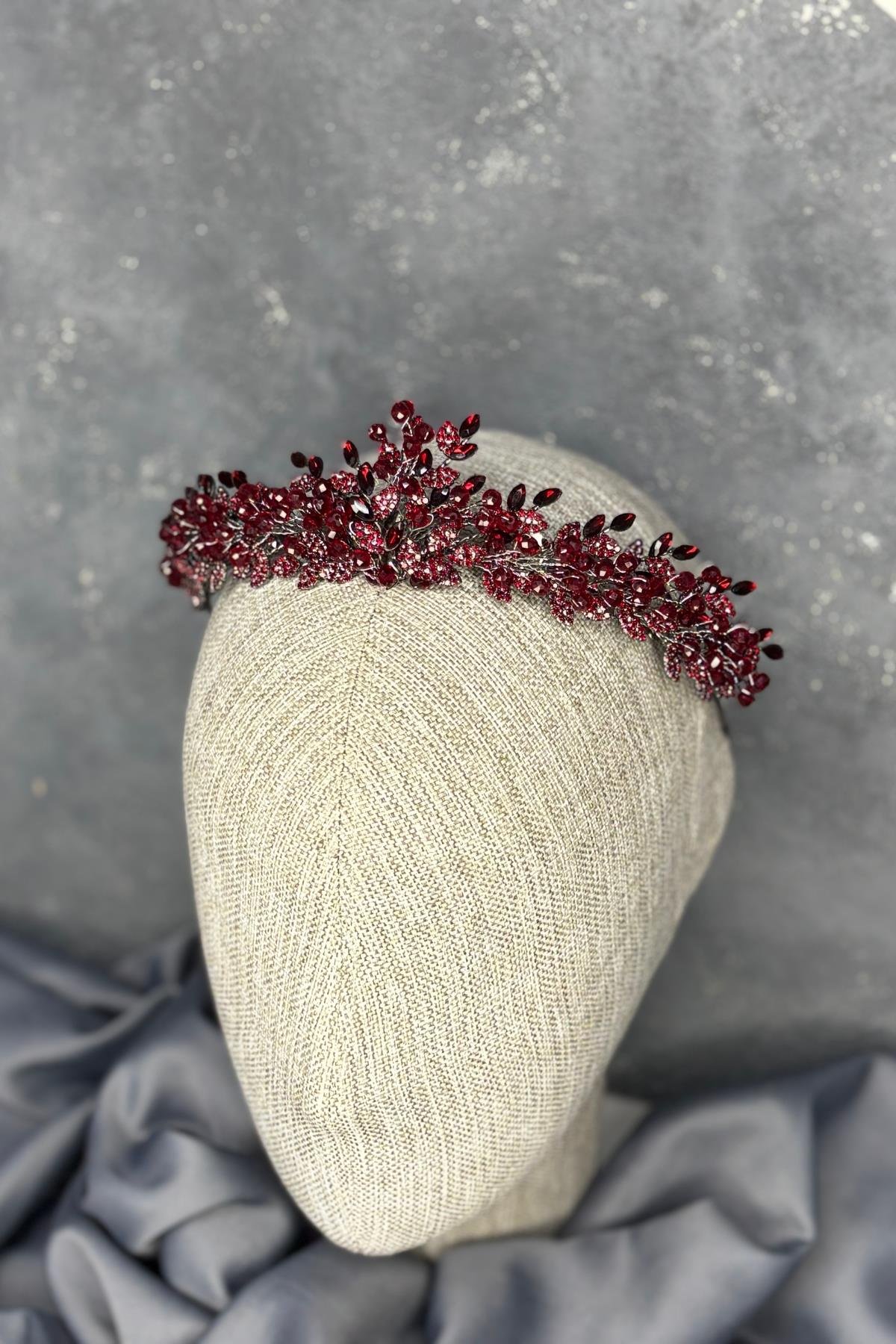 Boncuk İşlemeli Duru Gelin Kına Tacı