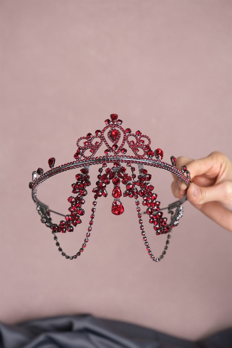 Claret Red Hürrem Bride Henna Crown
