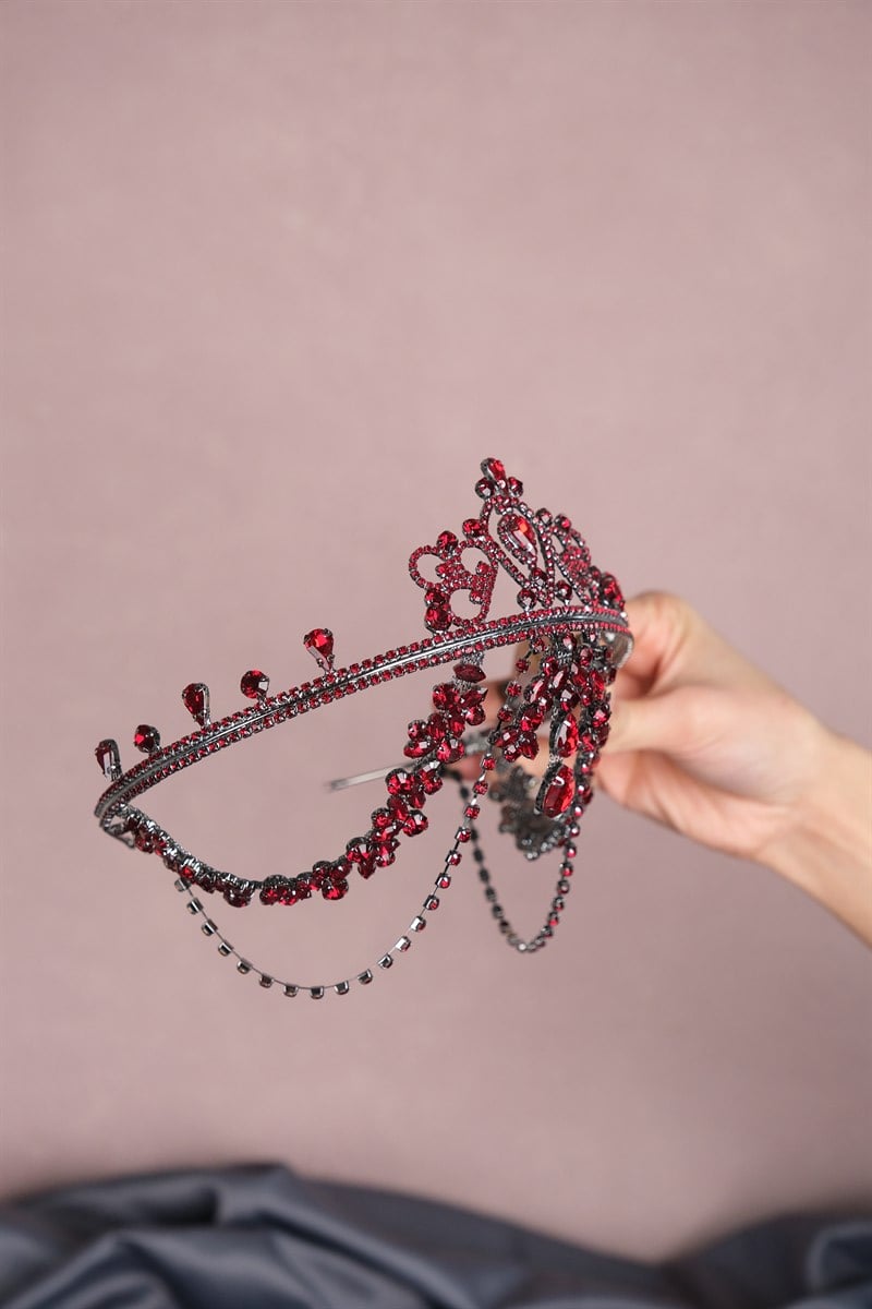 Claret Red Hürrem Bride Henna Crown