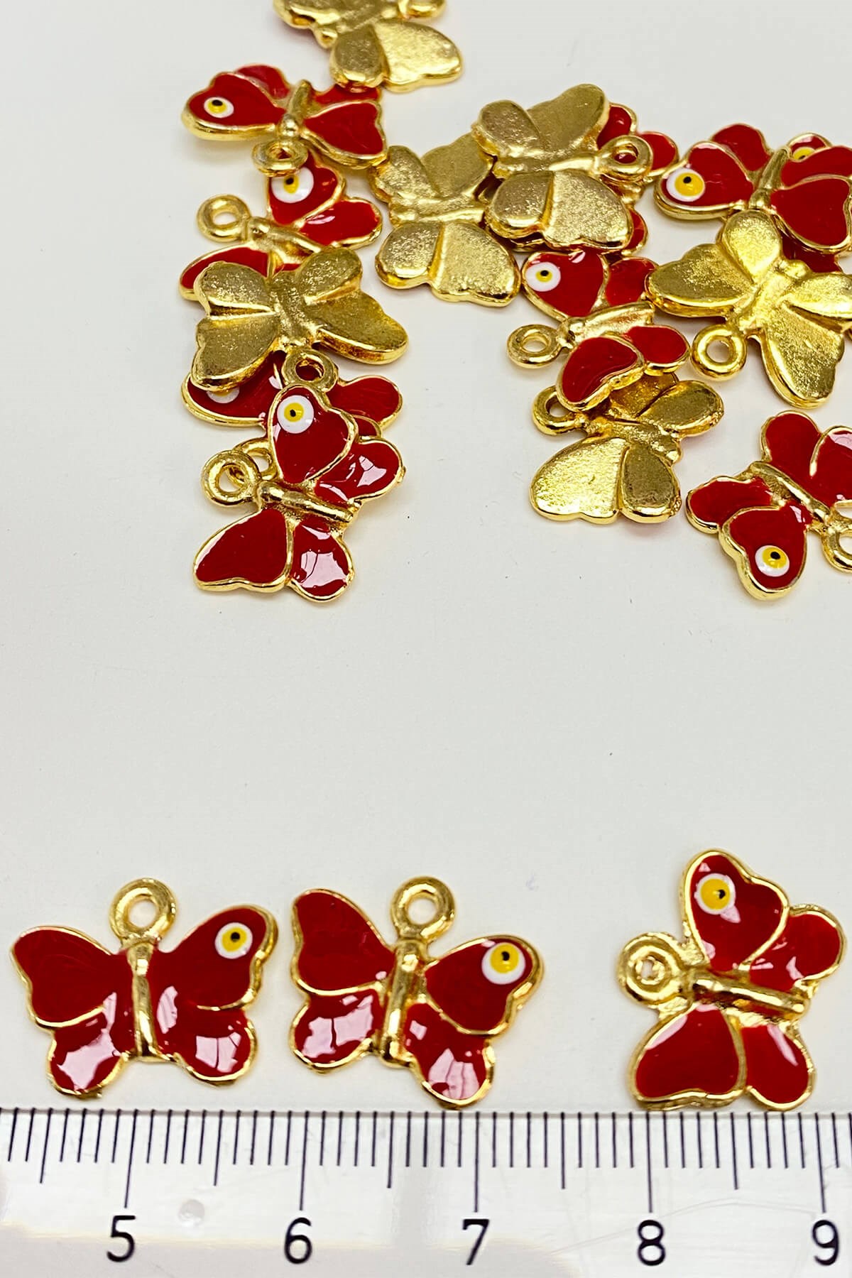 Bordo Kelebek Model Nazar Boncuklu Kolye Ucu