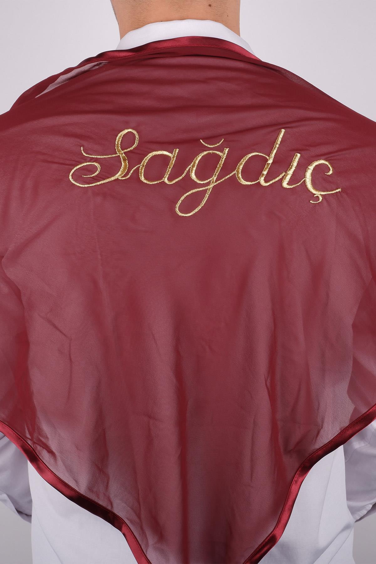 Bordo Sim Nakışlı Sağdıç Örtüsü