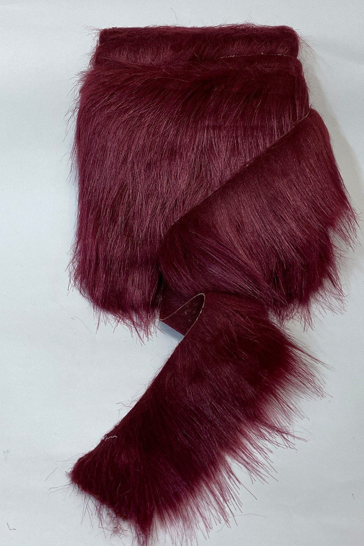 Bordo Suni Kürk Yapay Peluş Şerit