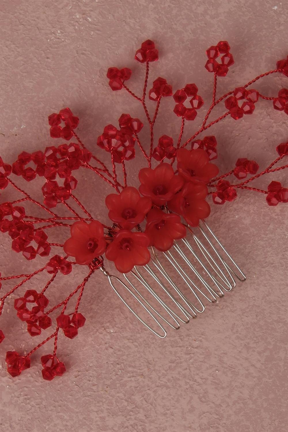 Çiçek Boncuklu Gelin Saç Aksesuarı Tarak Tokası