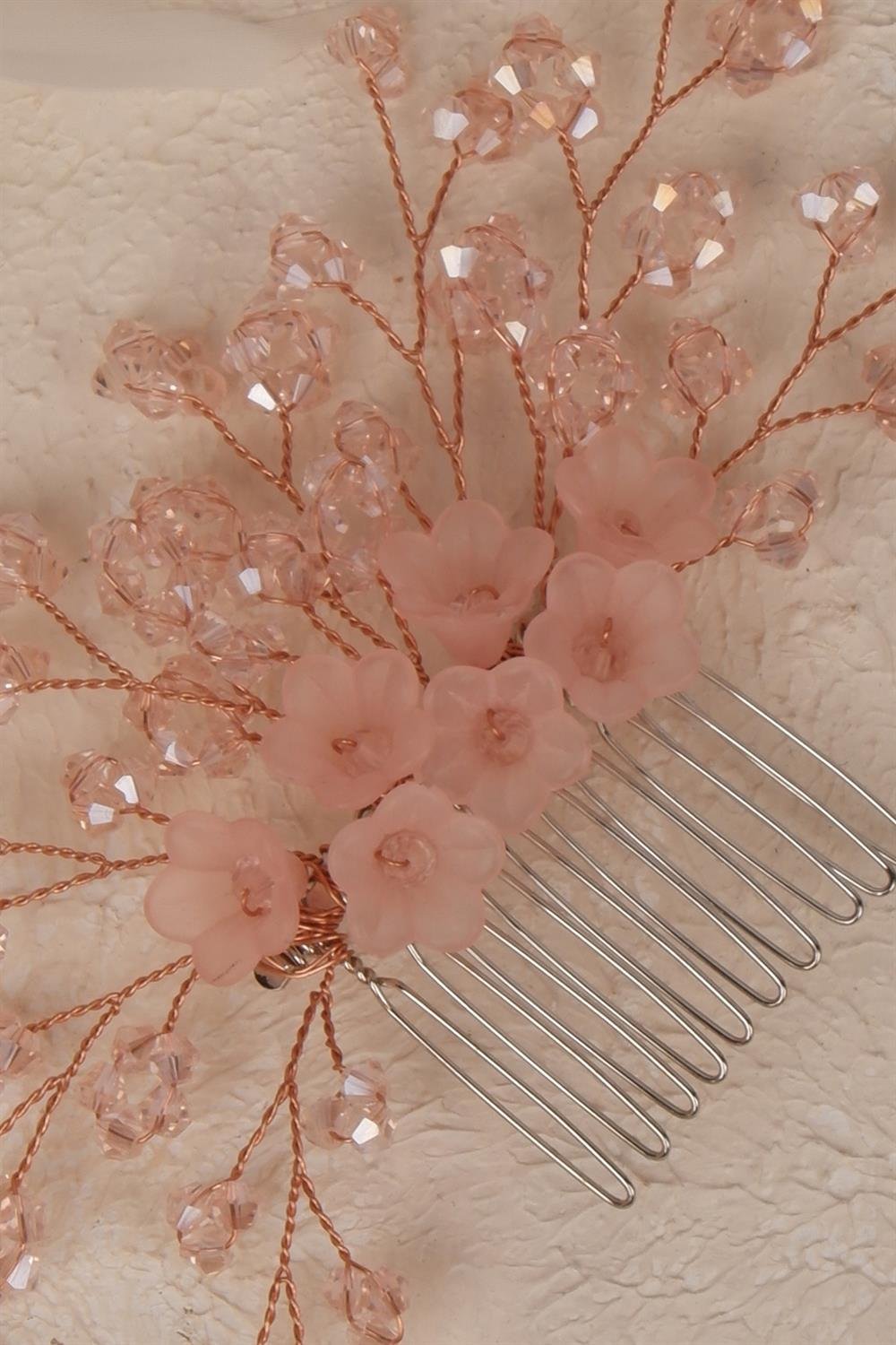 Çiçek Boncuklu Gelin Saç Aksesuarı Tarak Tokası