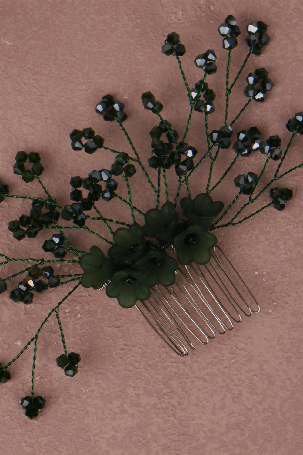 Çiçek Boncuklu Gelin Saç Aksesuarı Tarak Tokası