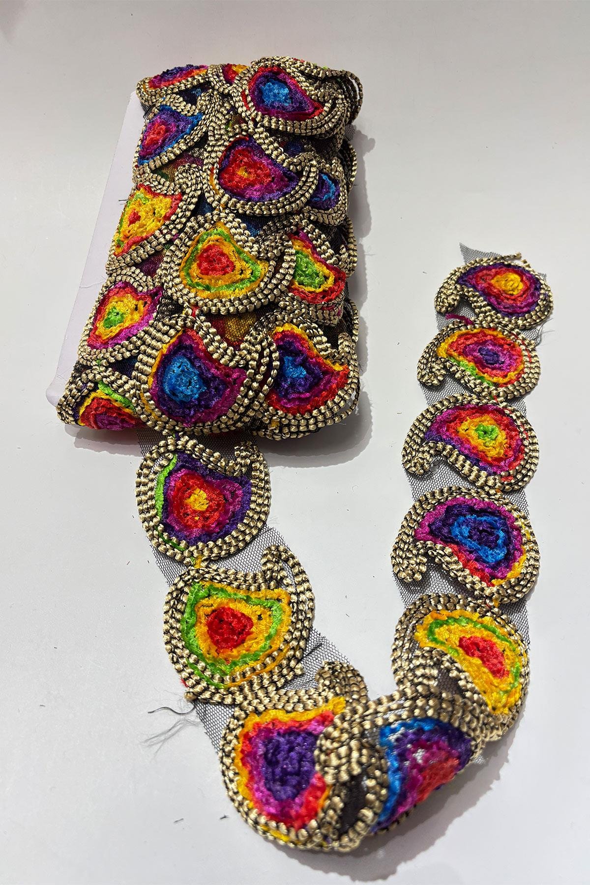 Damla Desenli Antik Şerit Güpür