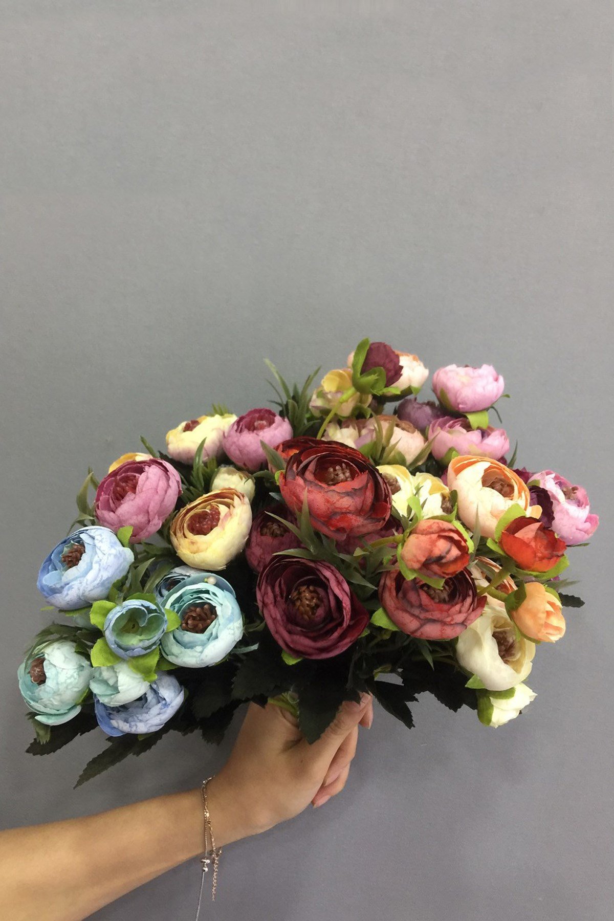 Ebruli Renkli Şakayık Çiçek Demeti