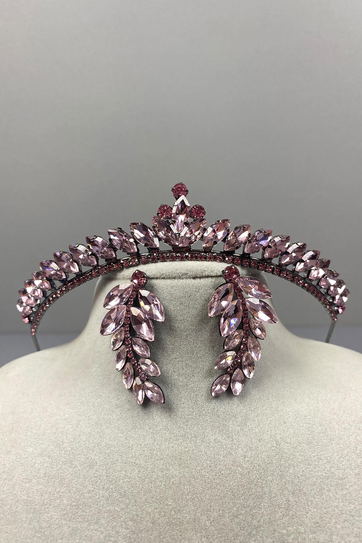 Ece Gelin Kına Tacı Ve Damla Taşlı Küpe Seti