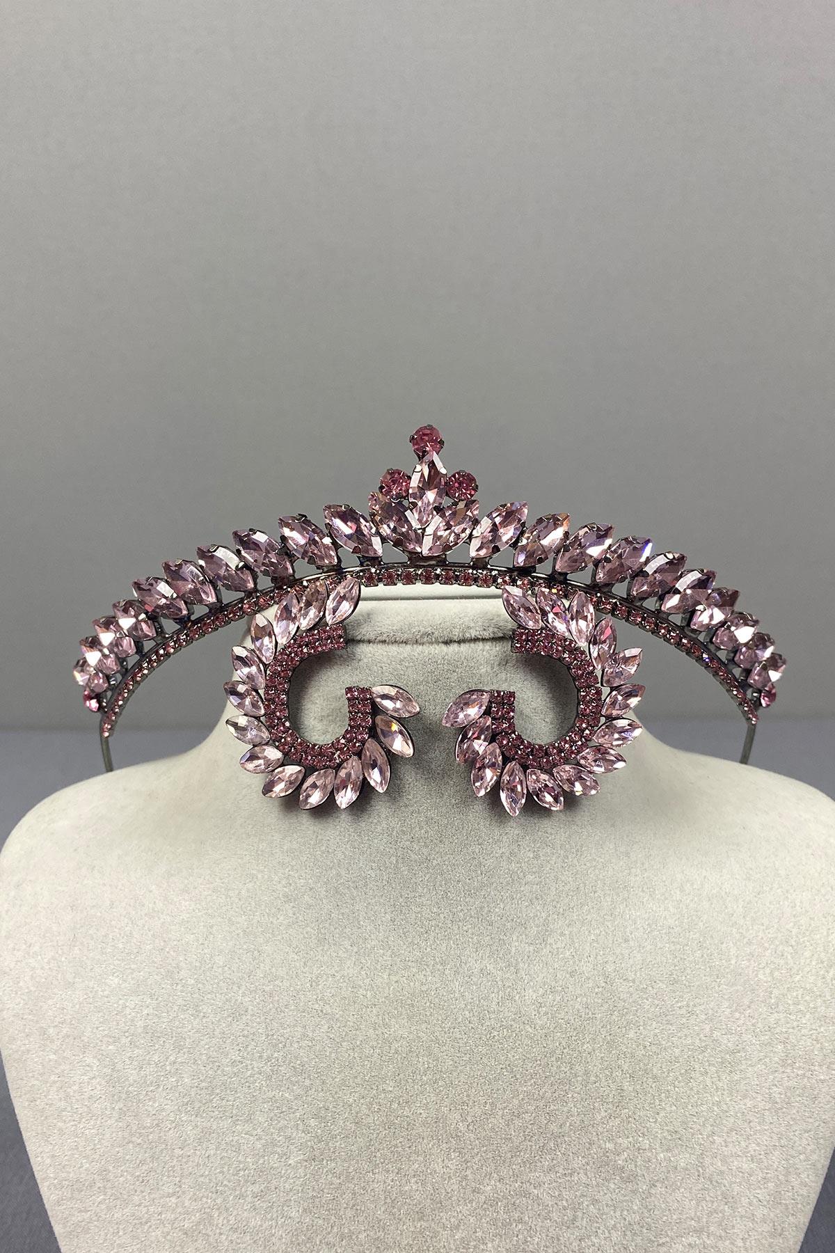 Ece Gelin Kına Tacı Ve Damla Taşlı Küpe Seti