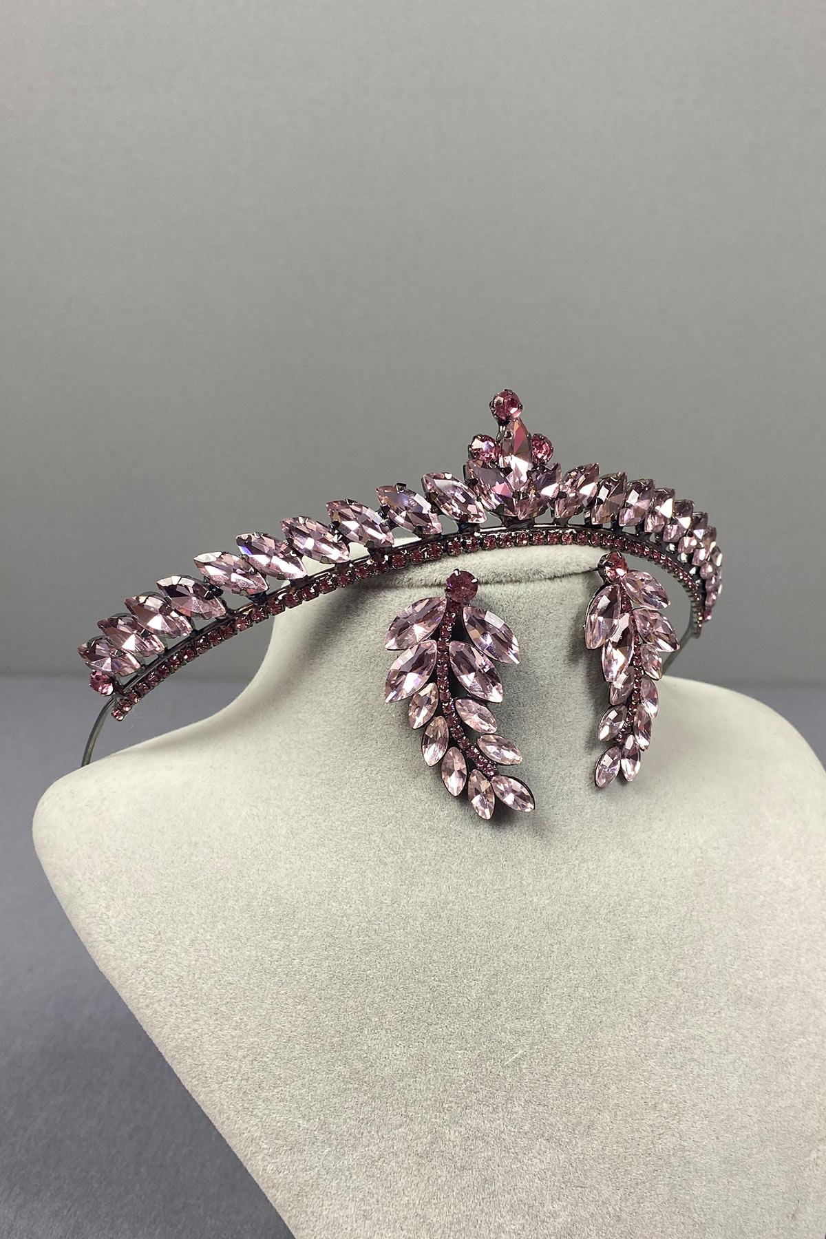 Ece Gelin Kına Tacı Ve Damla Taşlı Küpe Seti