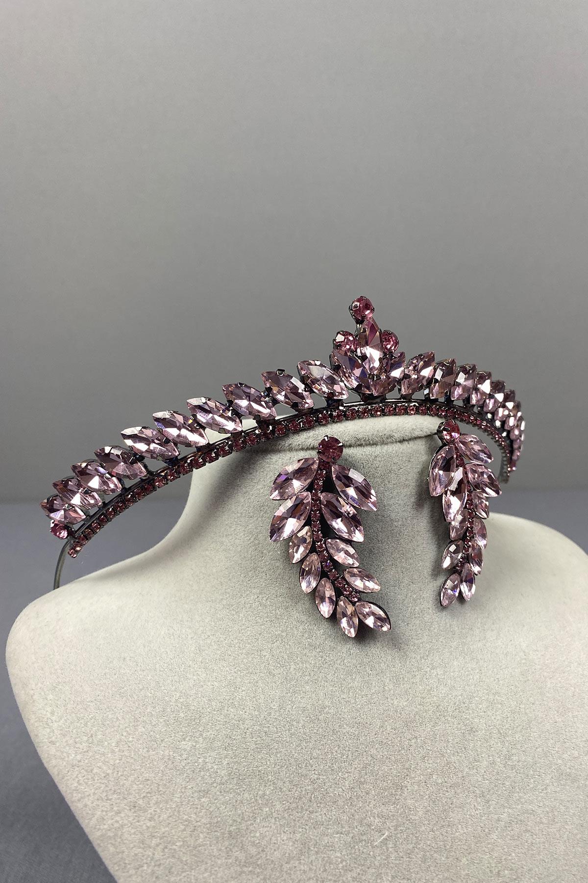 Ece Gelin Kına Tacı Ve Damla Taşlı Küpe Seti