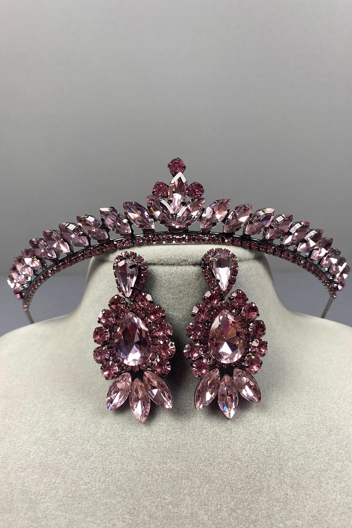 Ece Gelin Kına Tacı Ve Damla Taşlı Küpe Seti