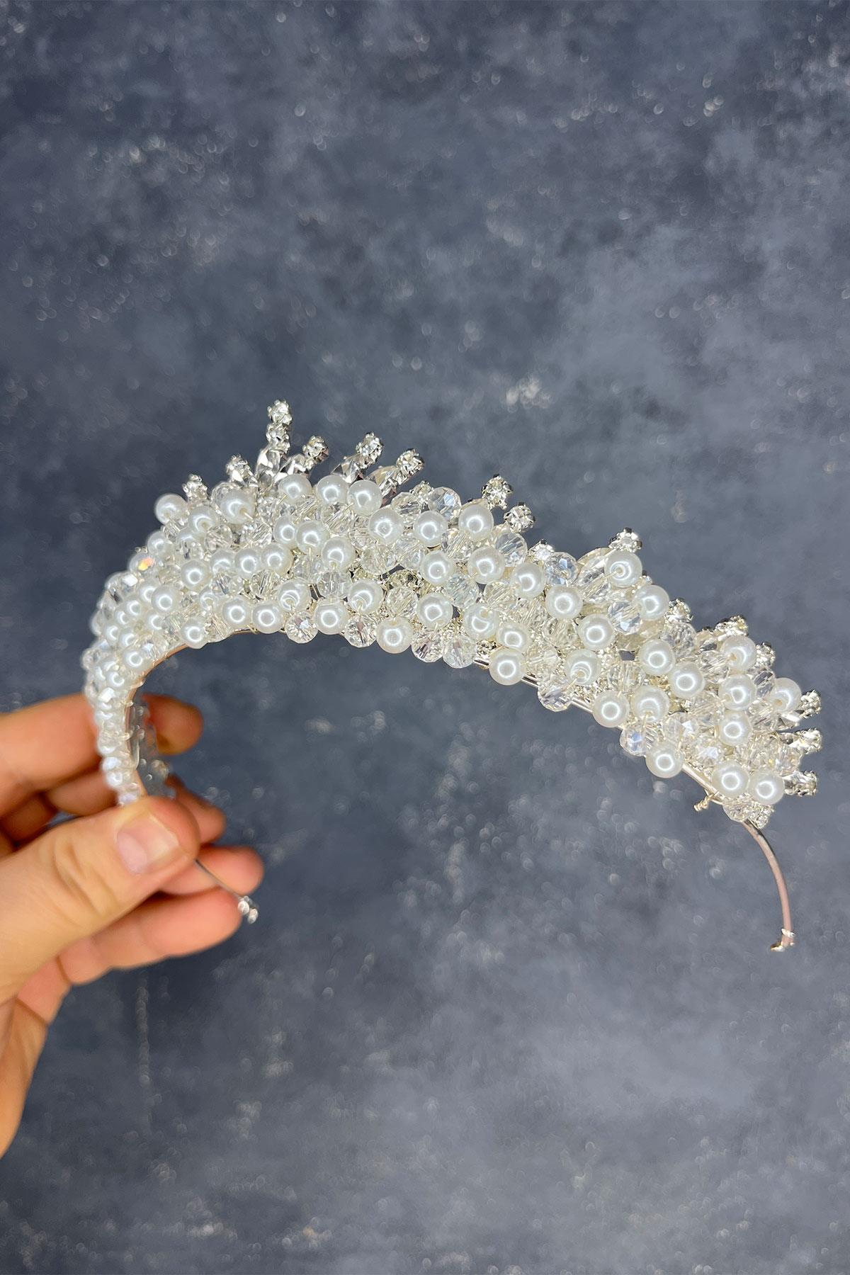 Edis Boncuk İşlemeli Gelin Kına Tacı