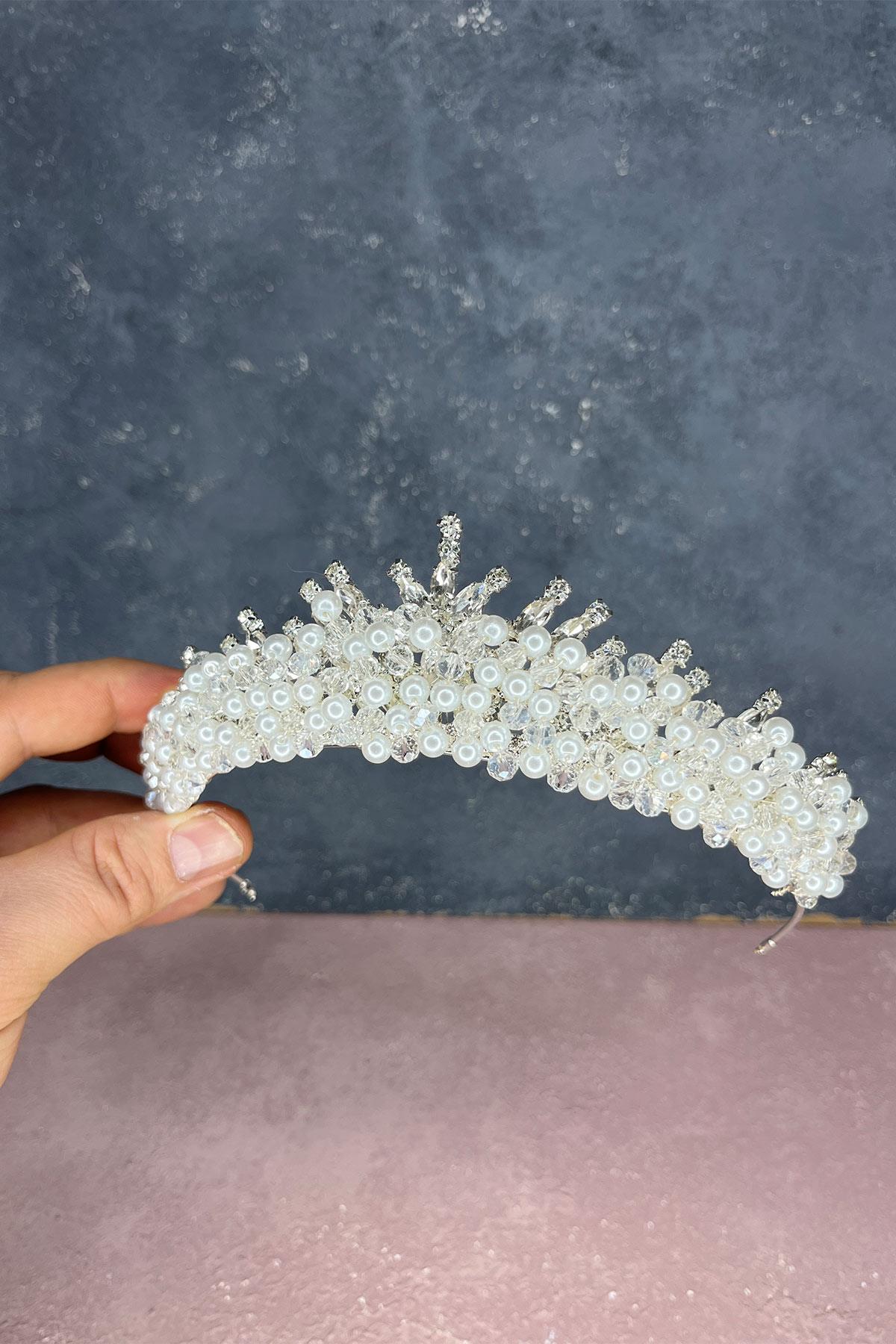 Edis Boncuk İşlemeli Gelin Kına Tacı