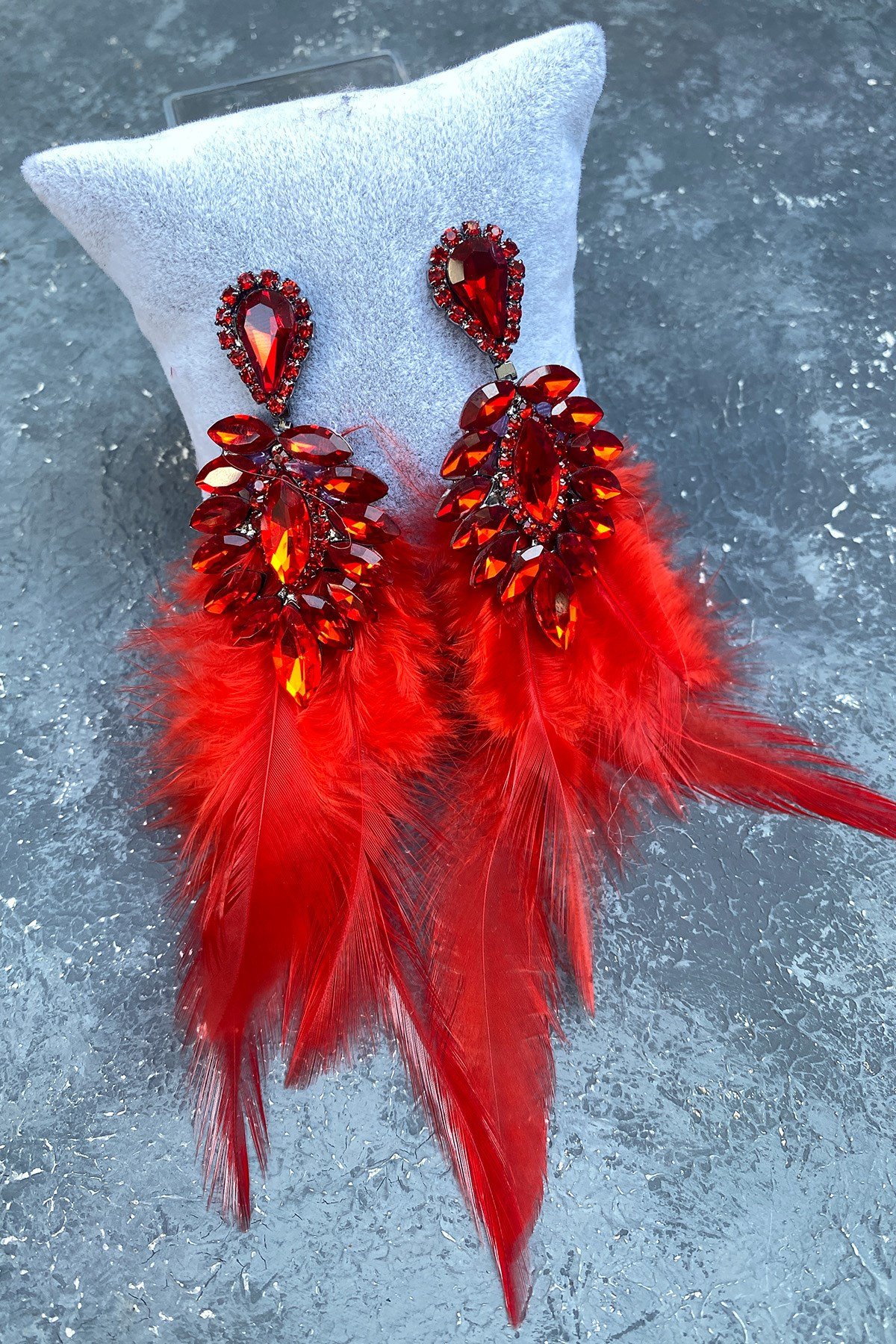 En Şık Tüylü Özel Davet Düğün Abiye Küpe