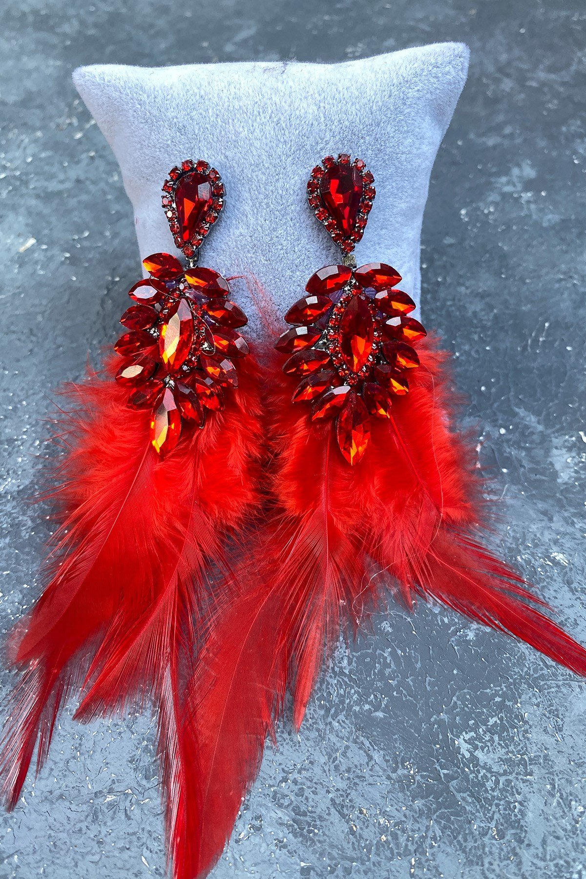 En Şık Tüylü Özel Davet Düğün Abiye Küpe