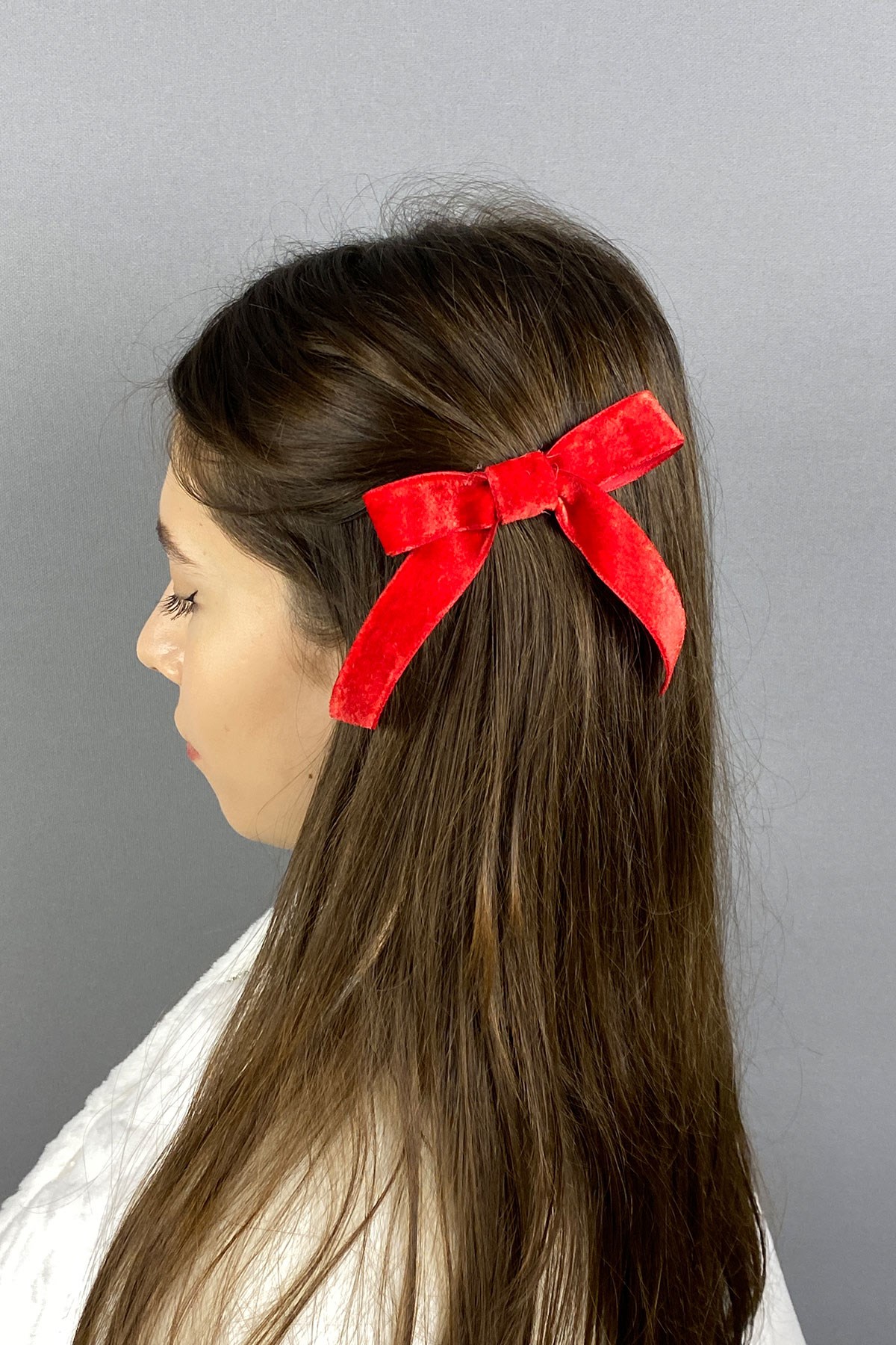 Fiyonklu Kadife Kurdeleli Saç Tokası