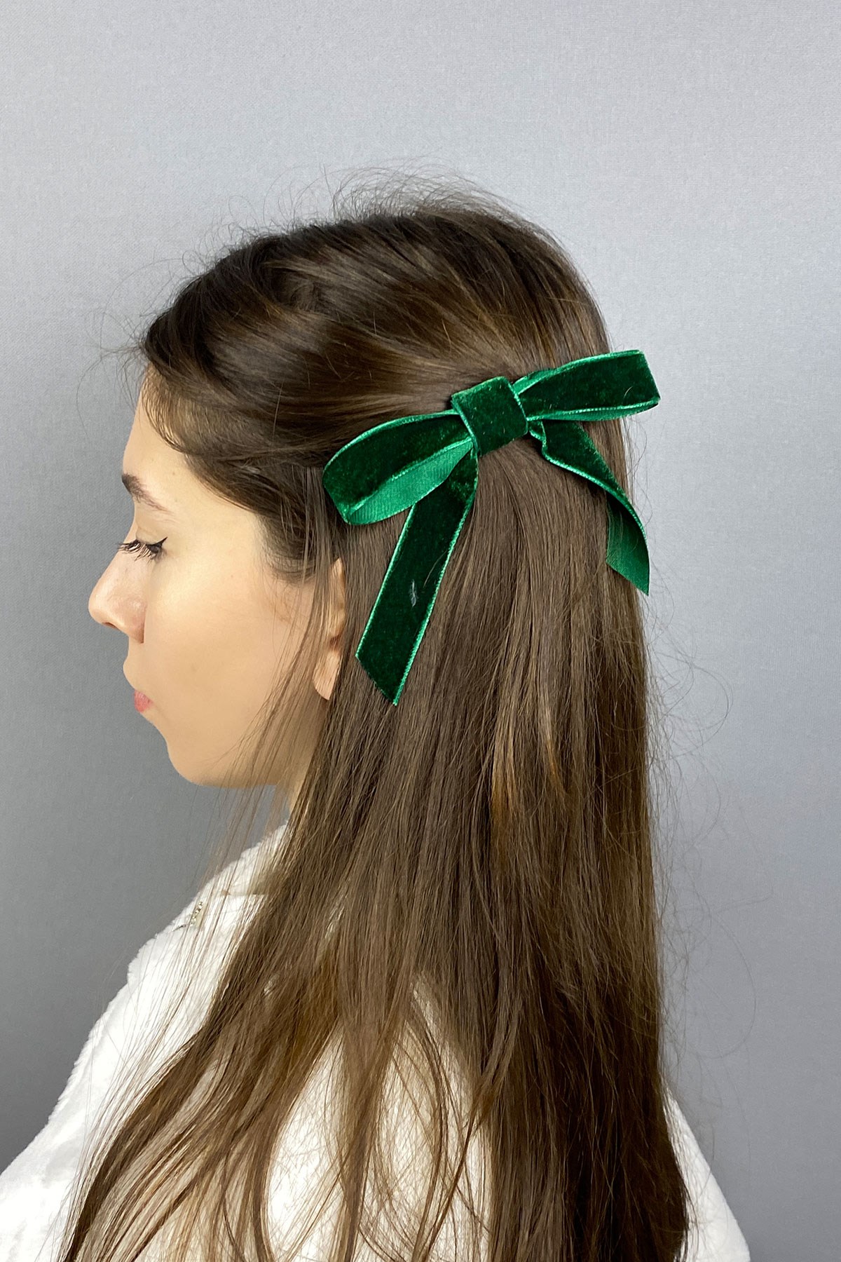 Fiyonklu Kadife Kurdeleli Saç Tokası