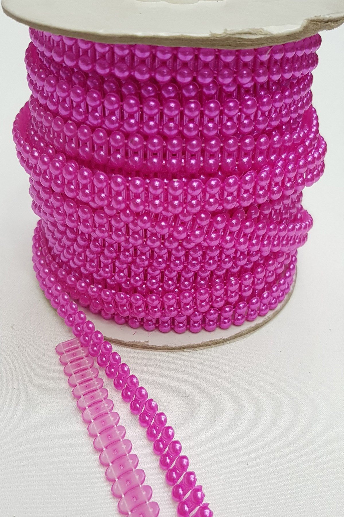 Fuşya Çift Sıra Kesik İnci 4mm