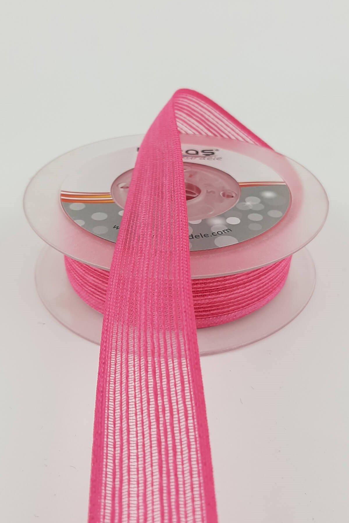 Fuşya Keten Efektli Kurdele 2,5 cm 10 mt