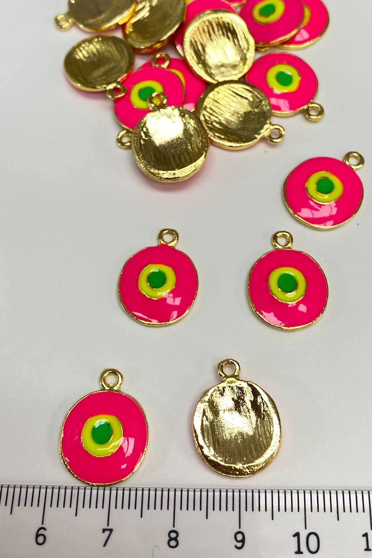 Fuşya Mineli Göz Model Kolye Ucu