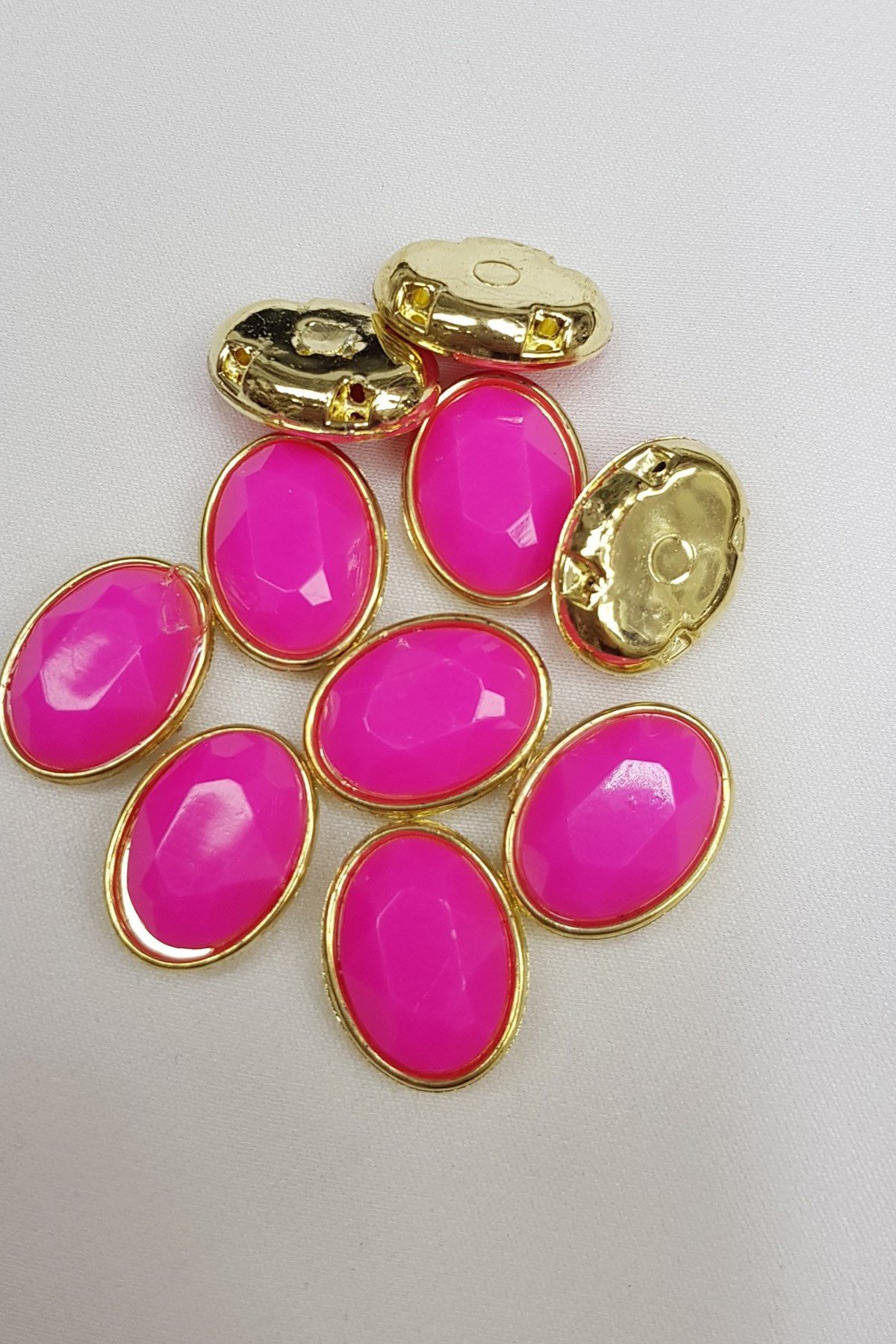 Fuşya Oval Kasalı Dikme Taş 1,5- 2 cm 10 adet