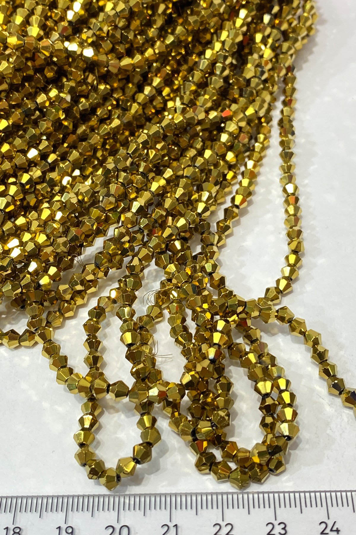 Gold Kaplama Pramit Dizi Kristal Boncuk 4 mm