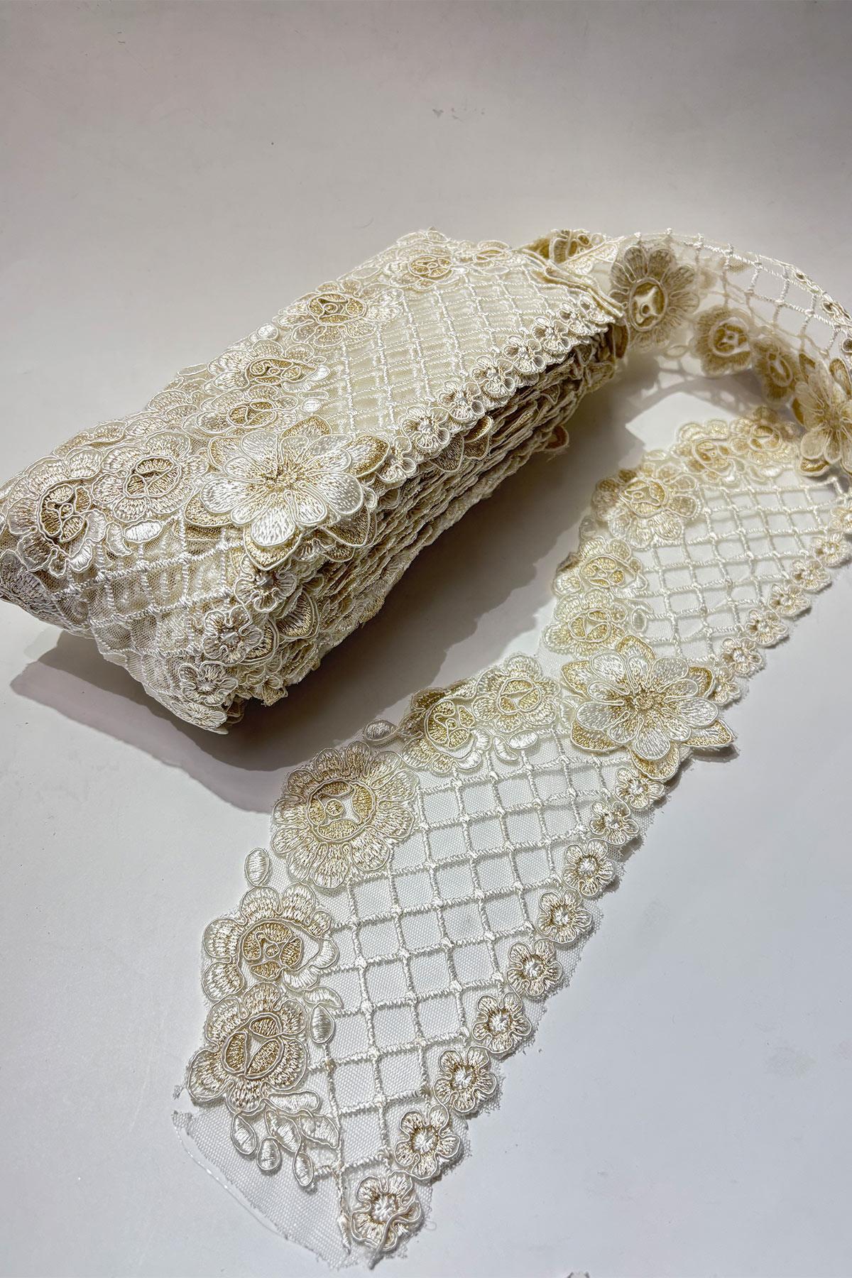 Gold Simli  Fransız Güpür Kenar Dantel Şerit