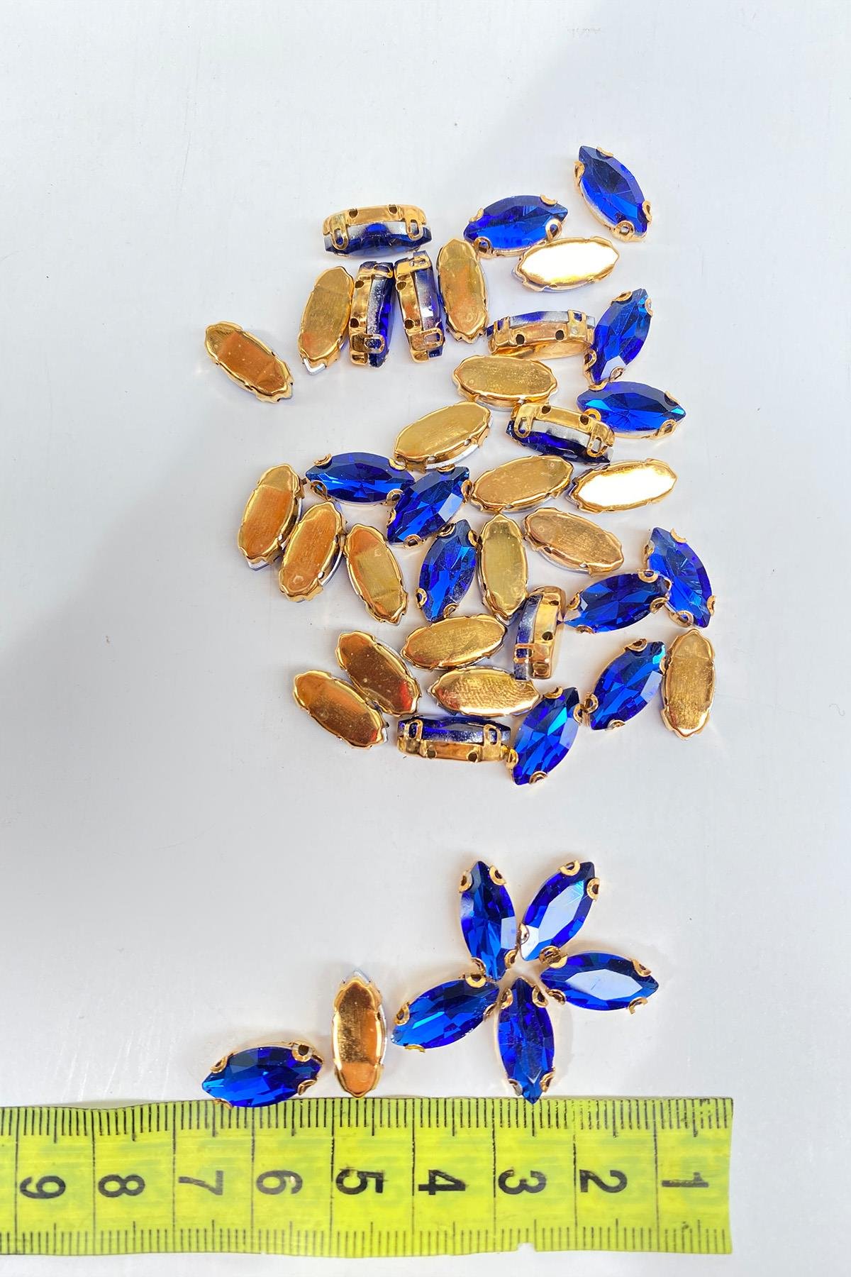 Gold Zeminli Dikme Parlak Cam Mekik Boncuk 10 Adet