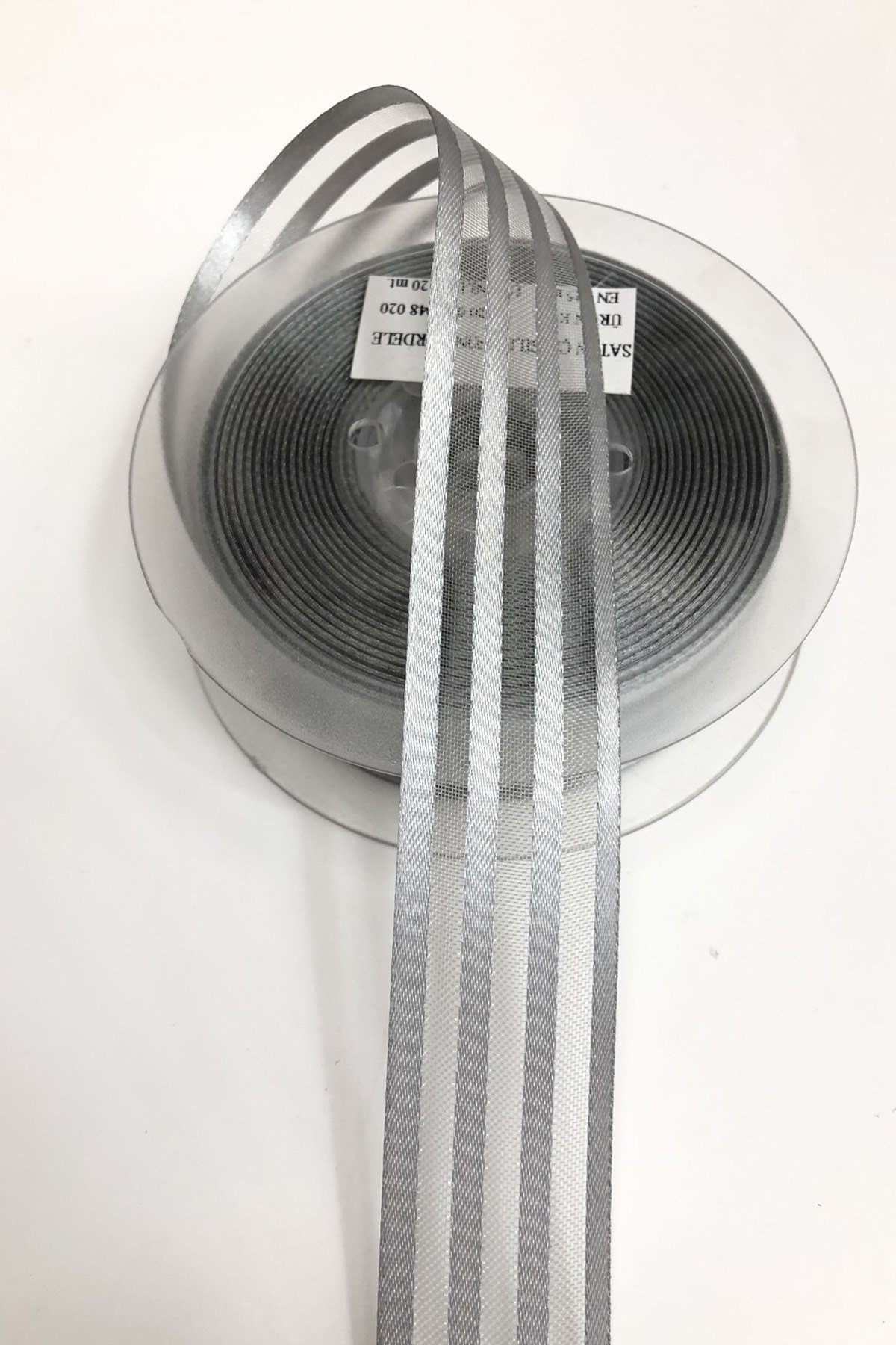 Gri Renk çizgili Organze Kurdele