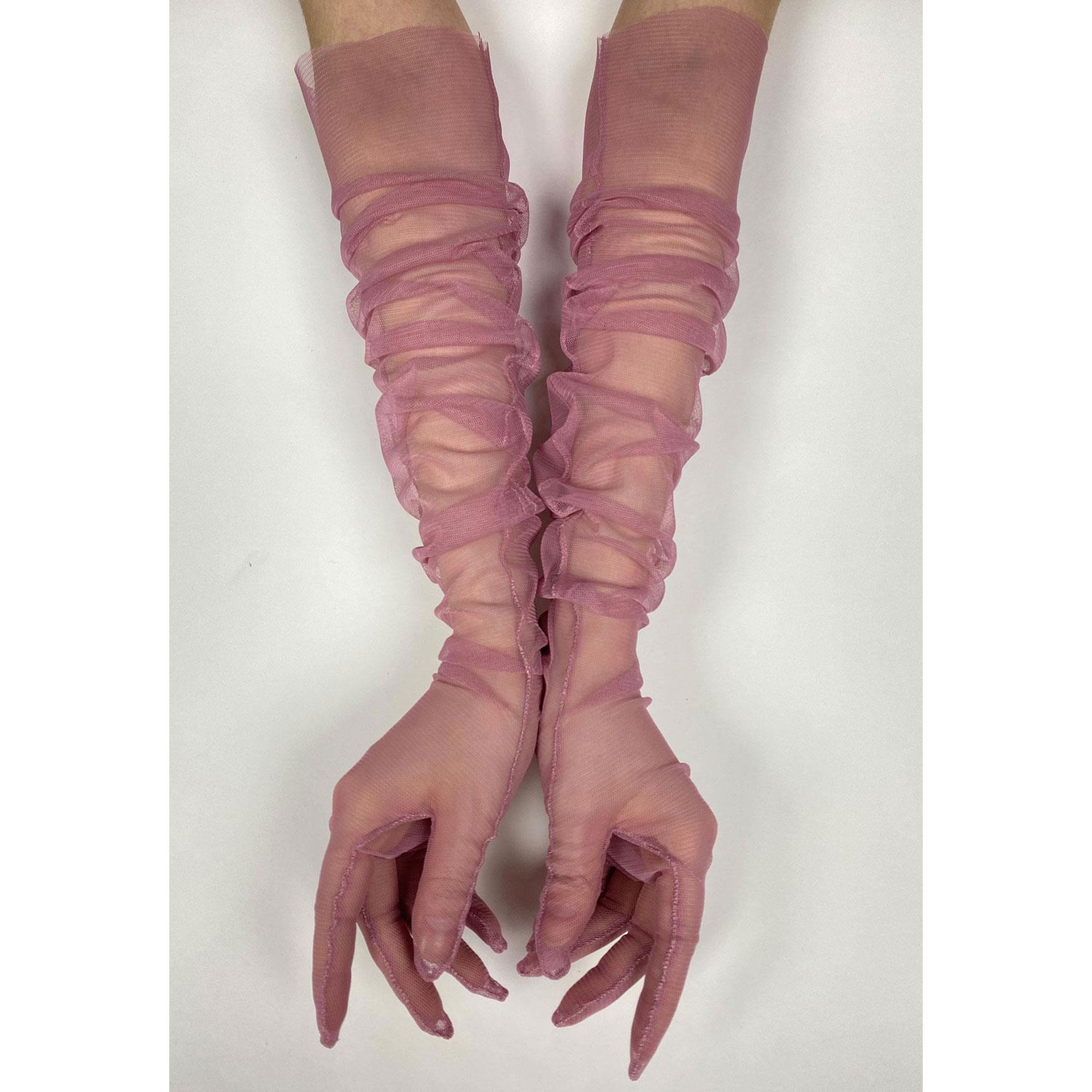 Gül Kurusu 10 Adet Gelin Eldiveni Tül Eldiven Nikah/Düğün/Parti Eldiveni