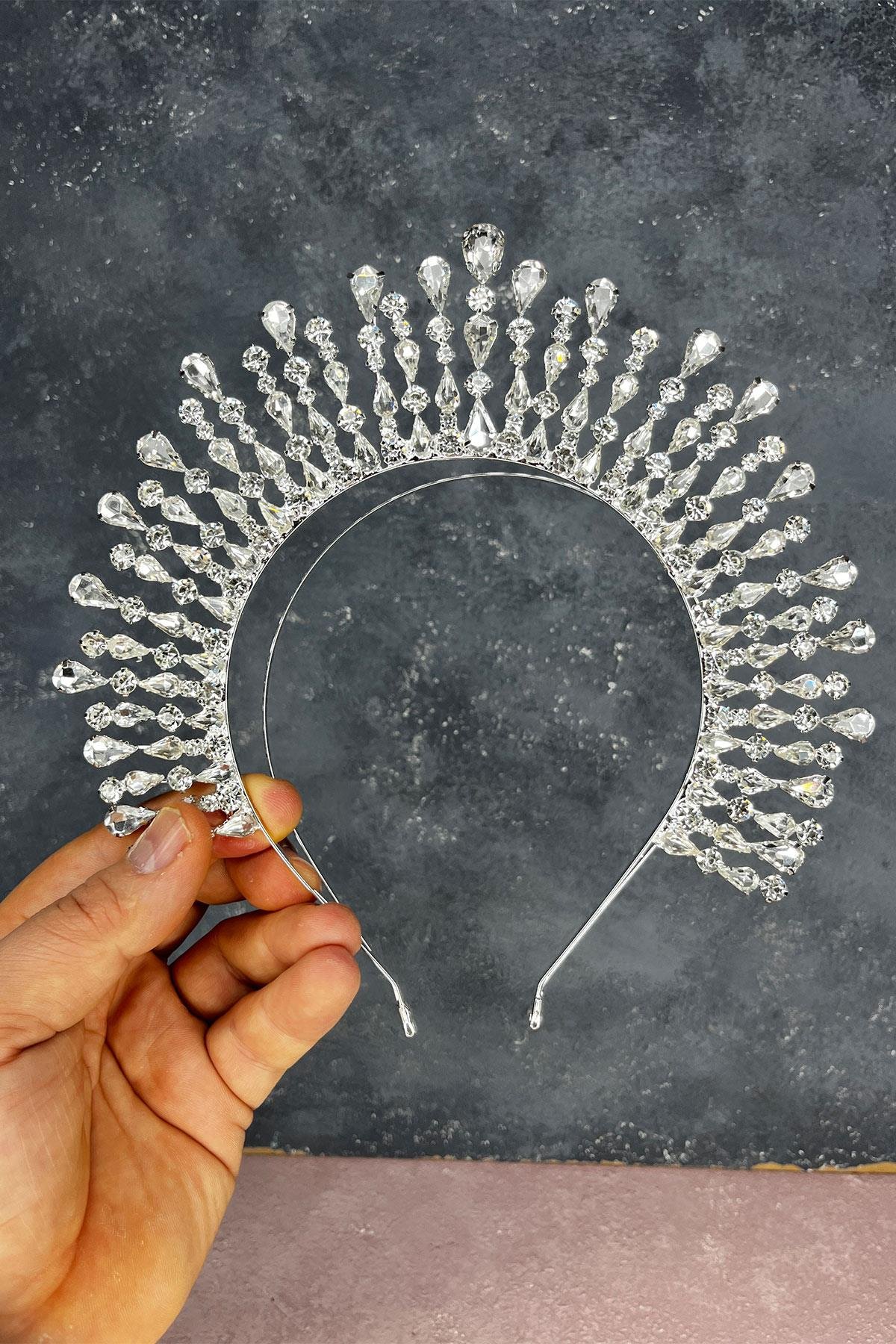 Gümüş Ayas Yüksek Parti Gelin Kına Tacı 