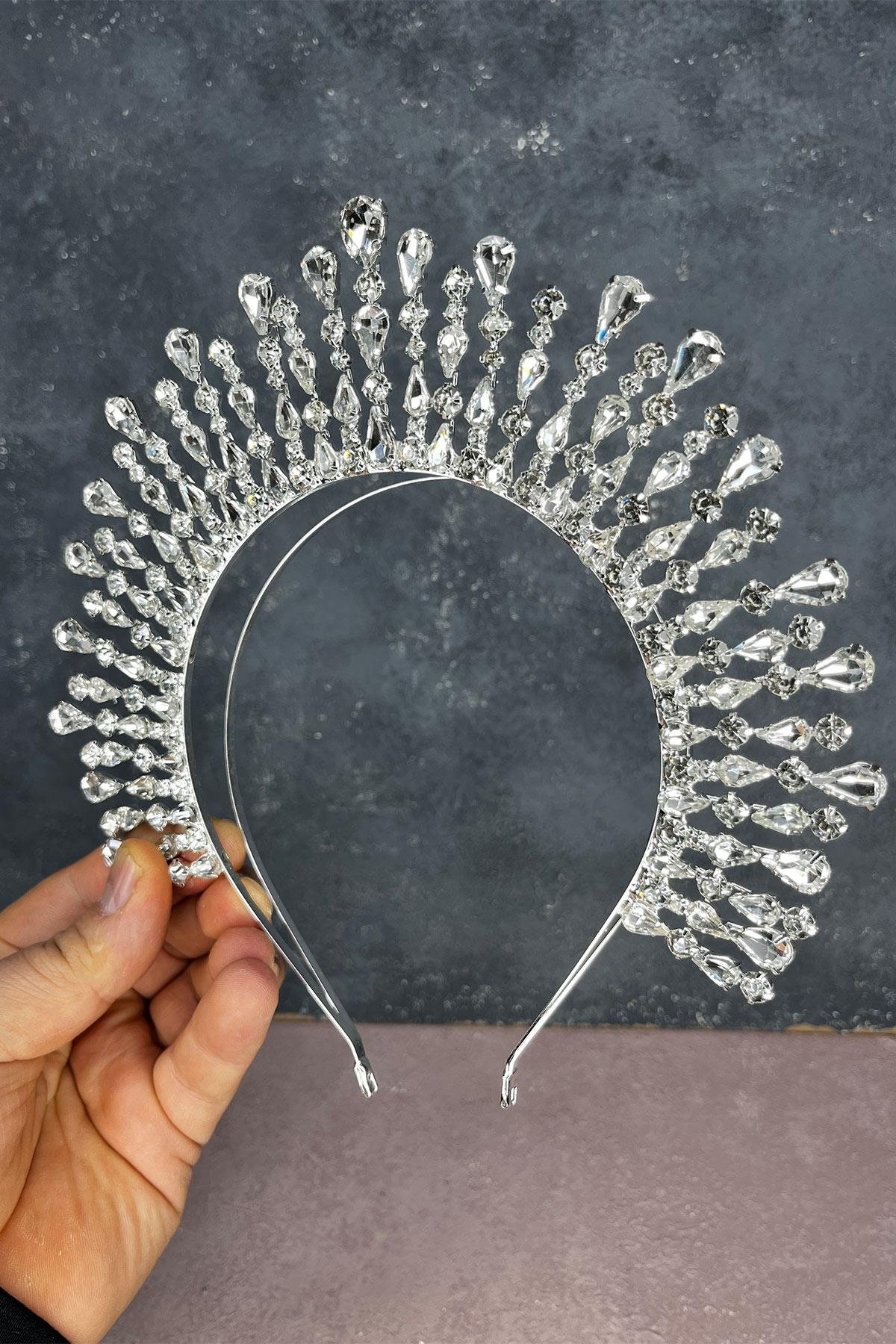 Gümüş Ayas Yüksek Parti Gelin Kına Tacı 