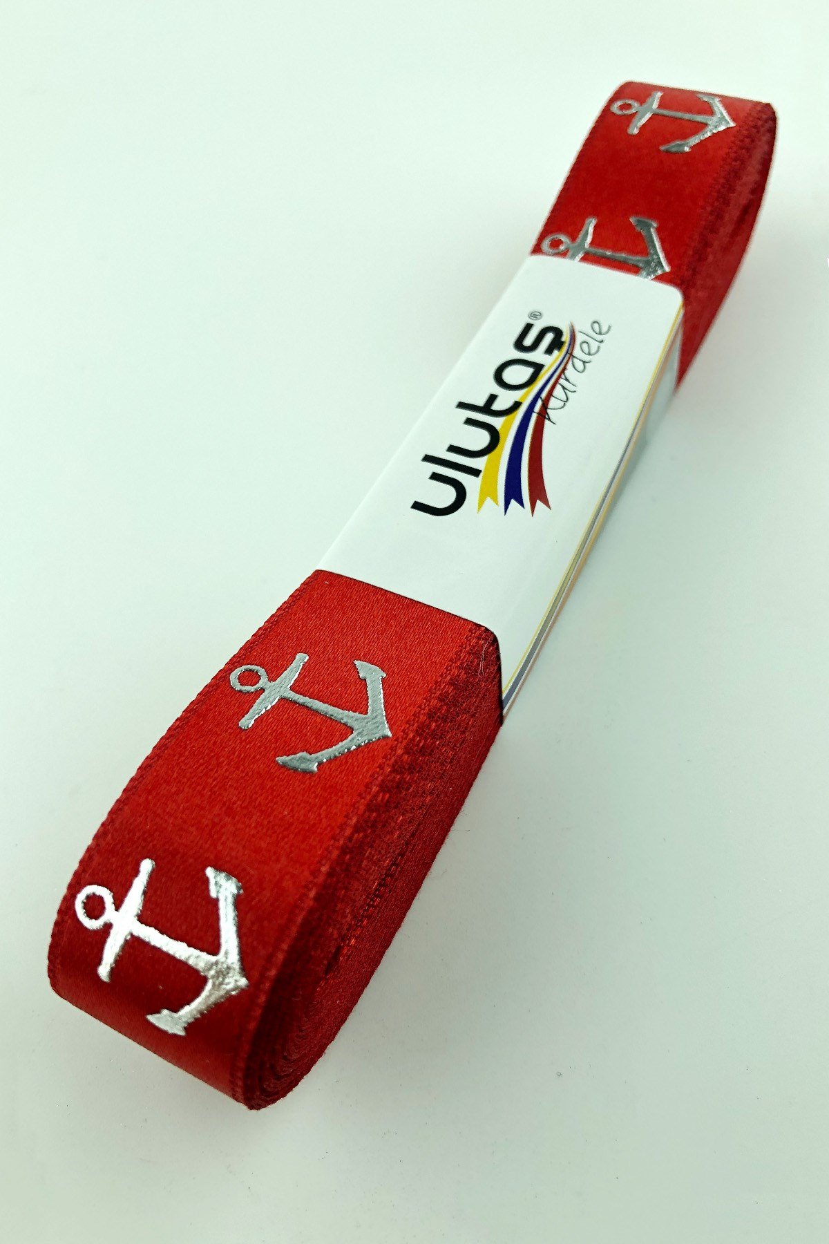 Gümüş Çap Varak Baskılı Saten Kurdele 2 cm