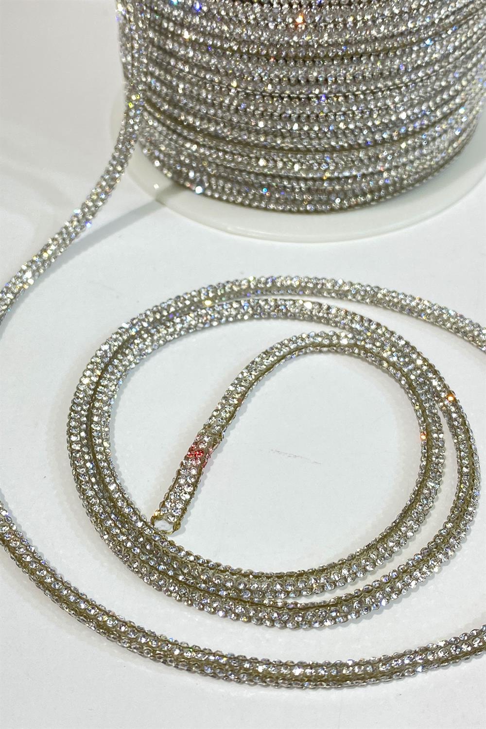 Gümüş Full Taşlı Boru Şerit