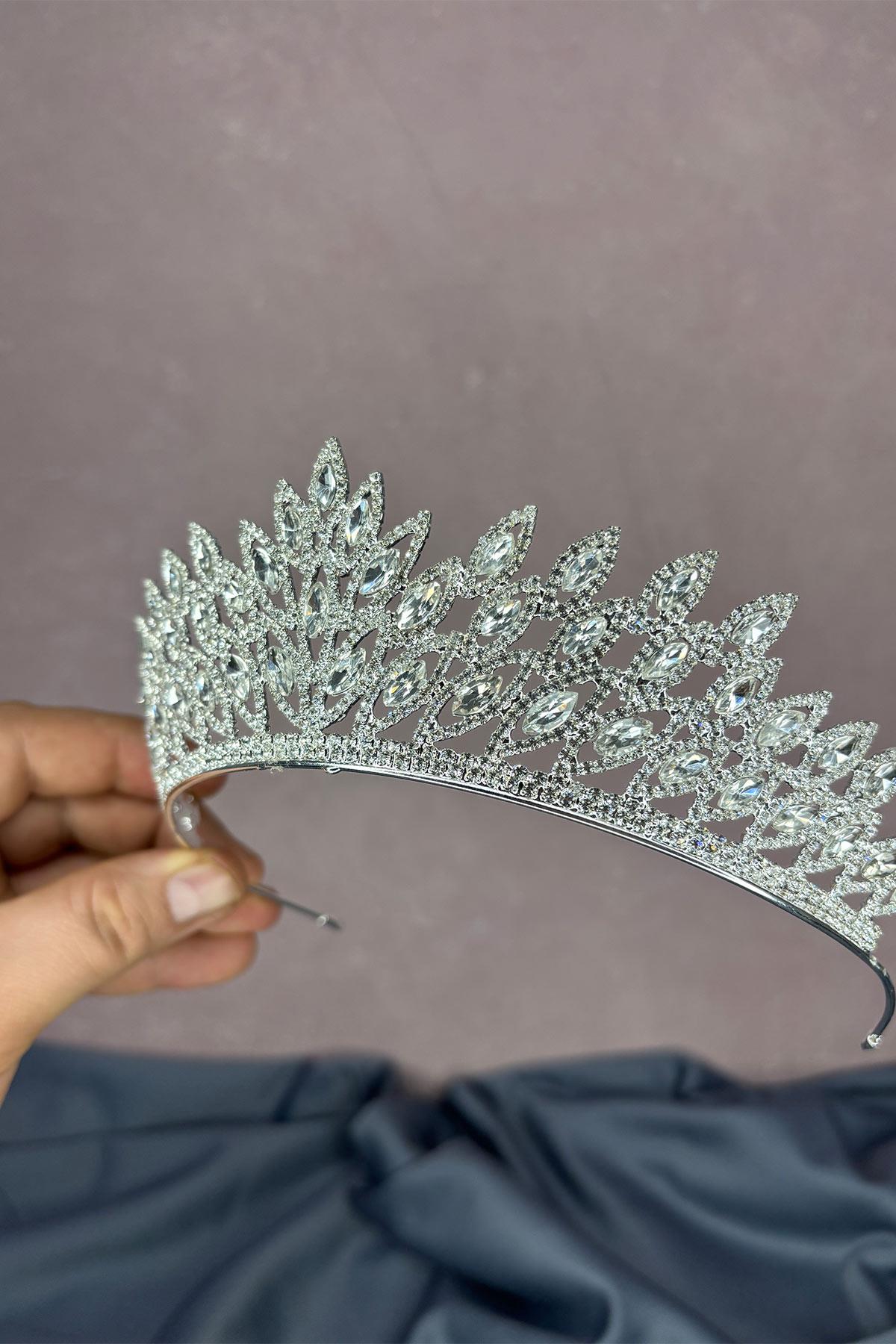 Gümüş Rengi Beria Gelin Kına Tacı