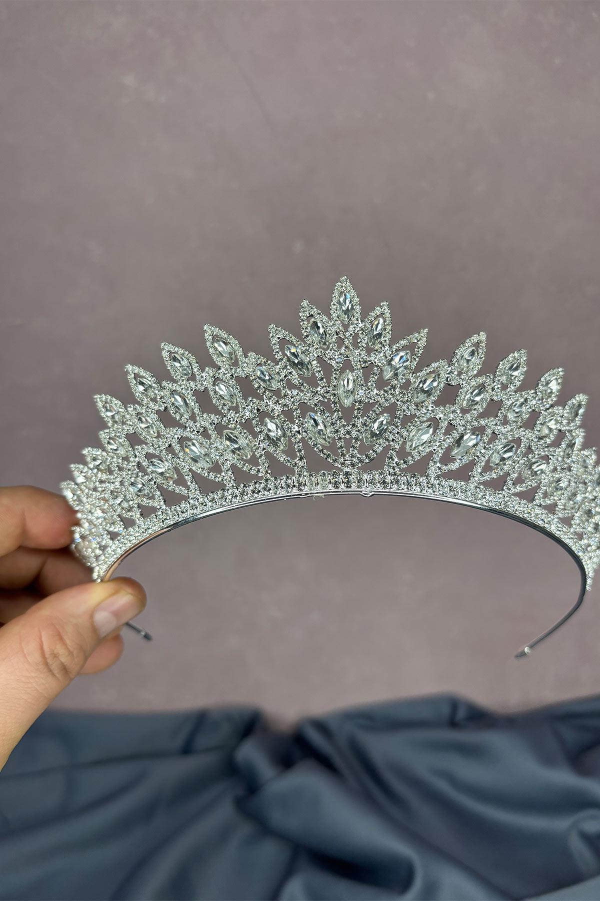 Gümüş Rengi Beria Gelin Kına Tacı