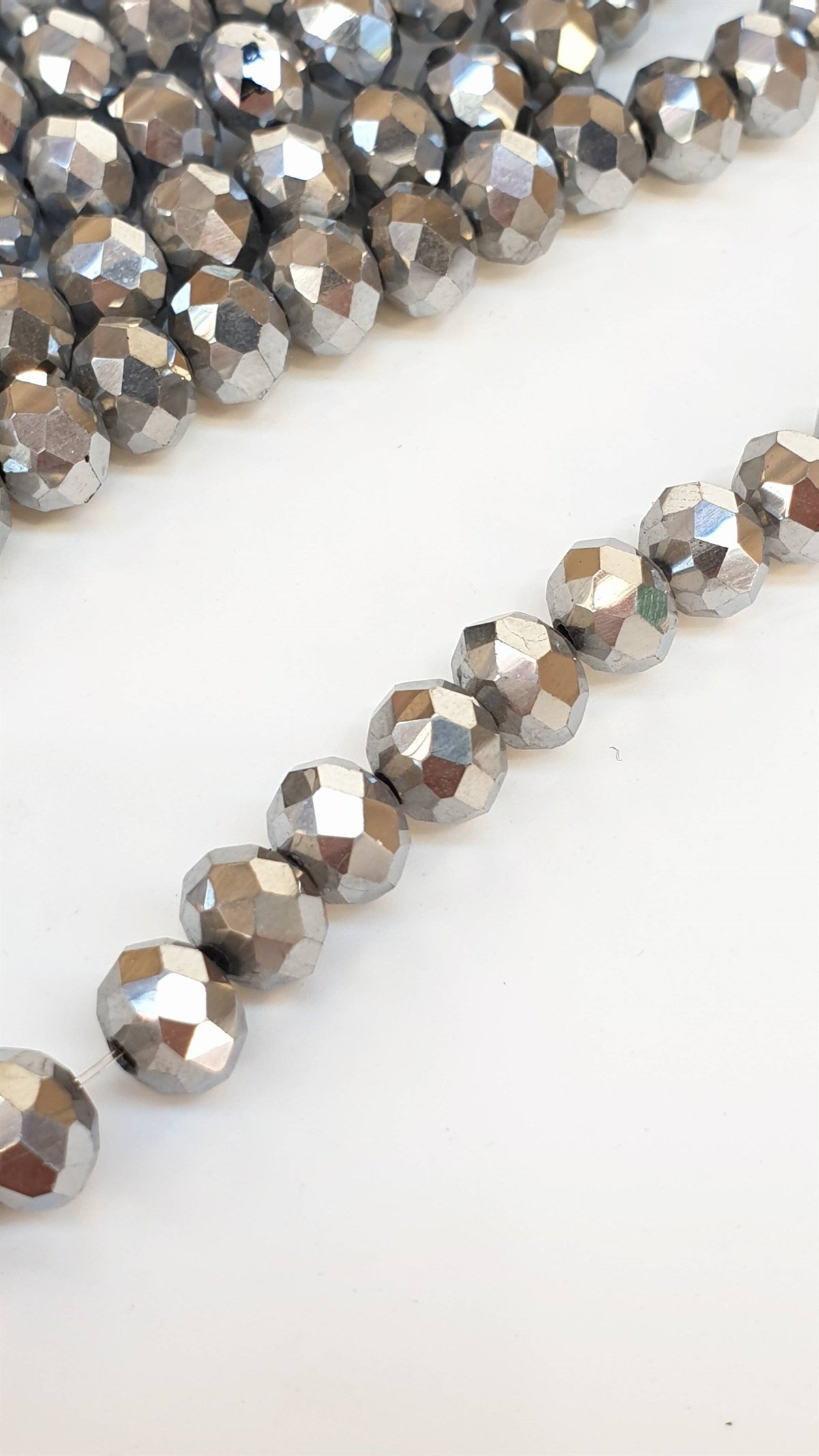 Gümüş Rengi Kaplama Kristal Boncuk 8 mm