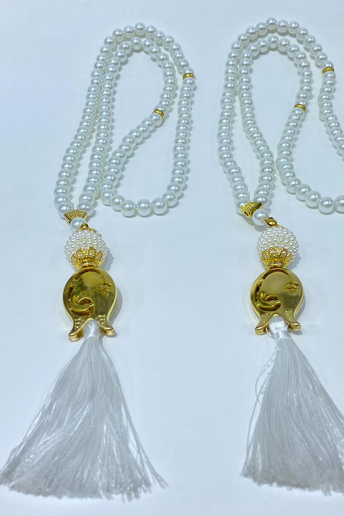 Hediyelik Laleli Püsküllü Kristal Boncuklu 99 Lu Namaz Tesbihi ( Mevlüt-sünnet-hac-umre)