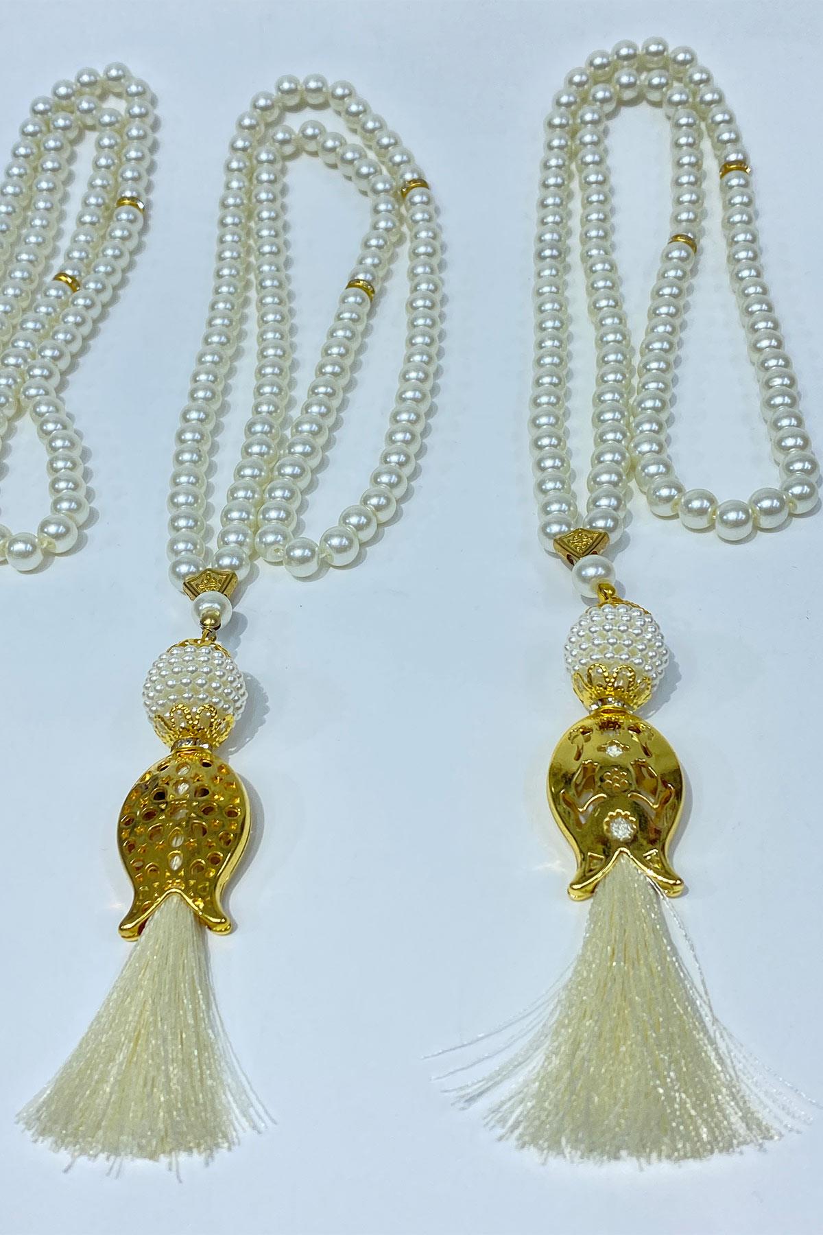 Hediyelik Laleli Püsküllü Kristal Boncuklu 99 Lu Namaz Tesbihi ( Mevlüt-sünnet-hac-umre)